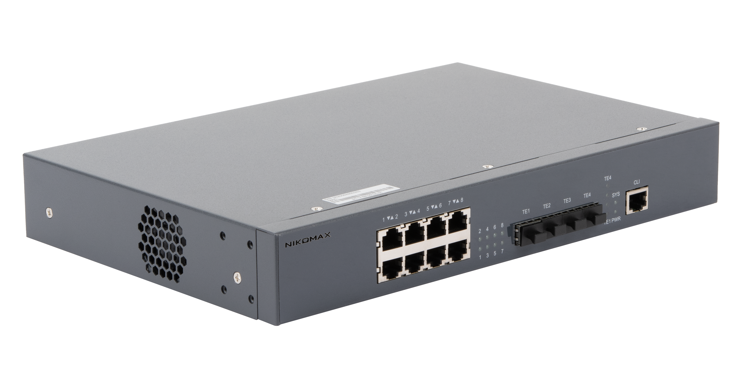 Управляемый коммутатор L3 NIKOMAX, Stack, 8*1/2.5 Гбит/с BaseT, 4*1/10Гбит/с SFP+, 1*блок питания — фото