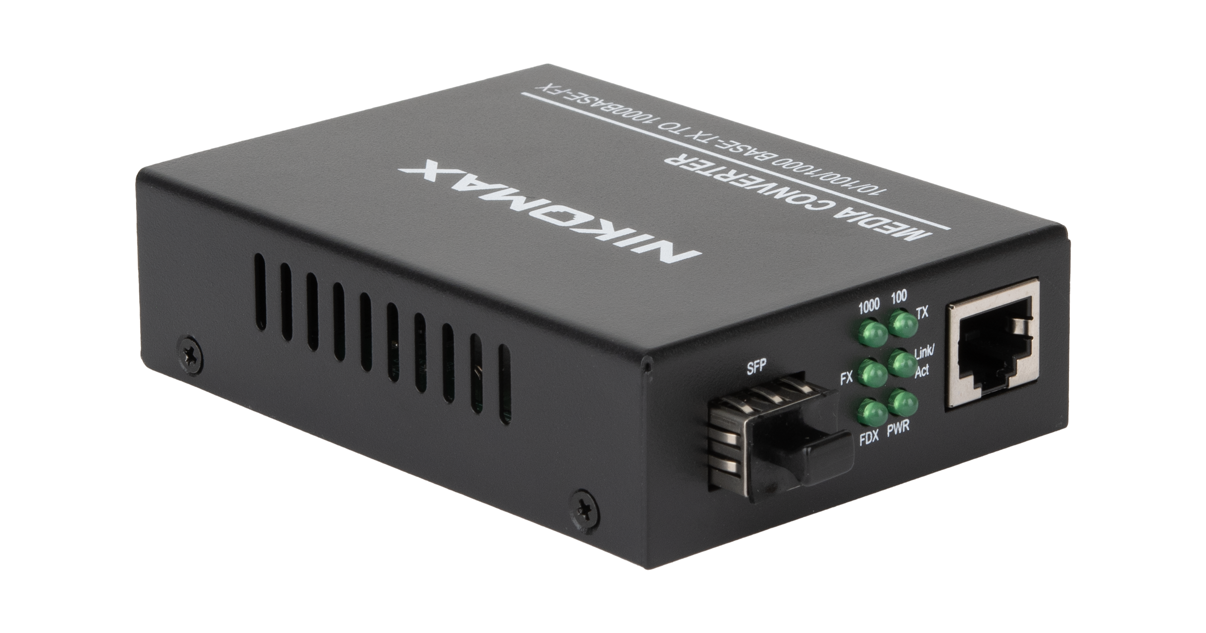 Медиаконвертер неуправляемый NIKOMAX, UTP 10/100/1000 Мбит/с, SFP 1000 Мбит/с, без LFP, 5В/1А — фото