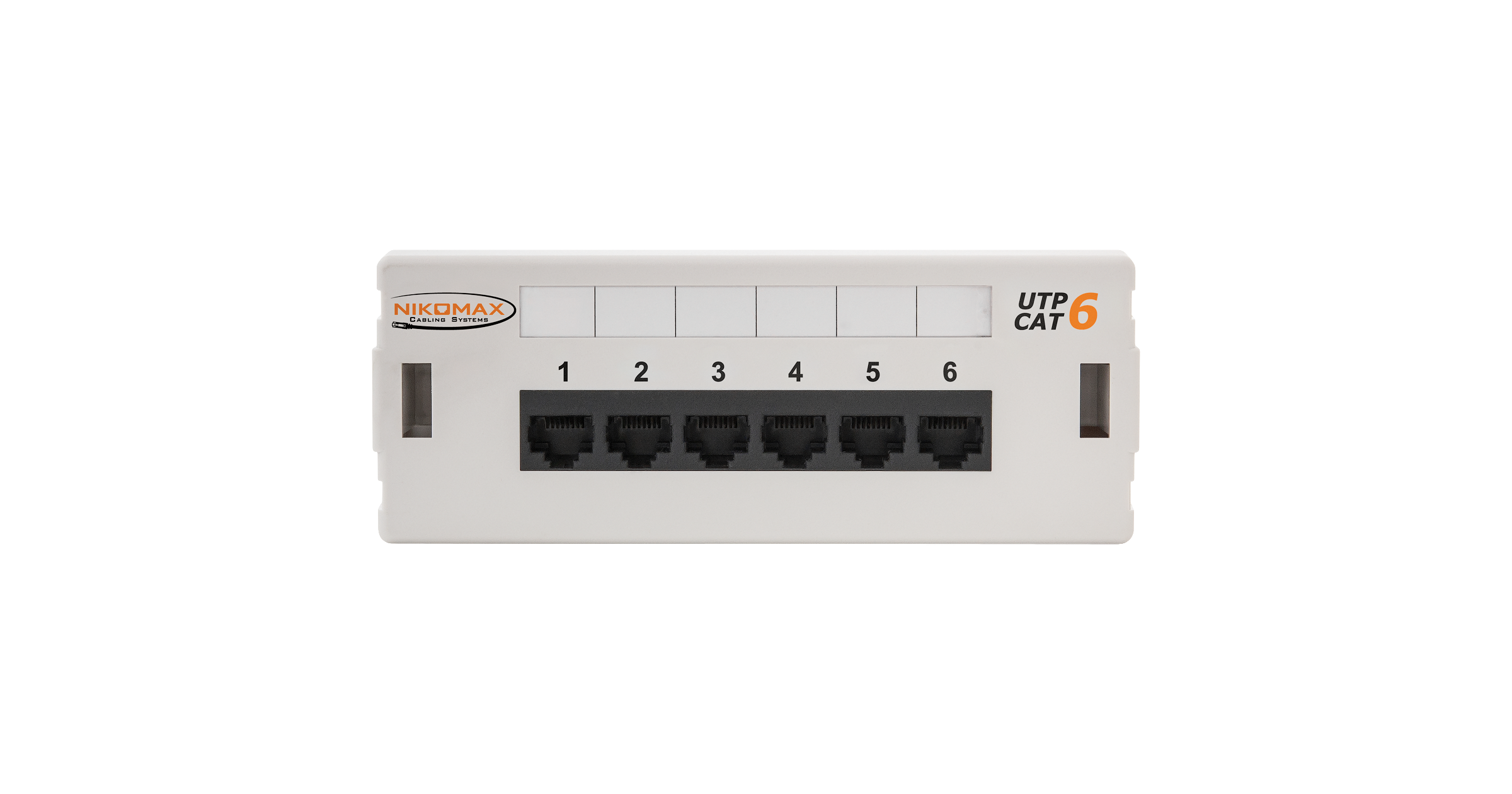 Коммутационная панель NIKOMAX настенная, 6 портов, Кат.6 (Класс E), 250МГц, RJ45/8P8C, 110, T568A/B, неэкранированная, светло-серая - гарантия: 5 лет расширенная / 25 лет системная