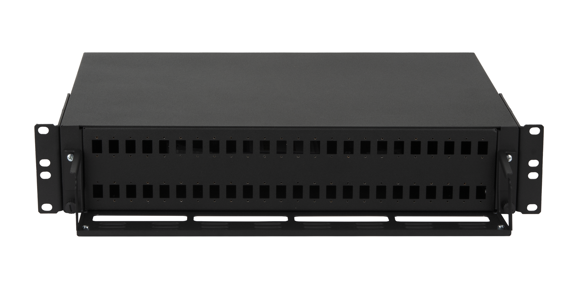 Оптический кросс NIKOMAX 19" Premium Line, 2U, до 48 SC портов или 96 LC портов, выдвижной, со съёмной полкой, черный — фото