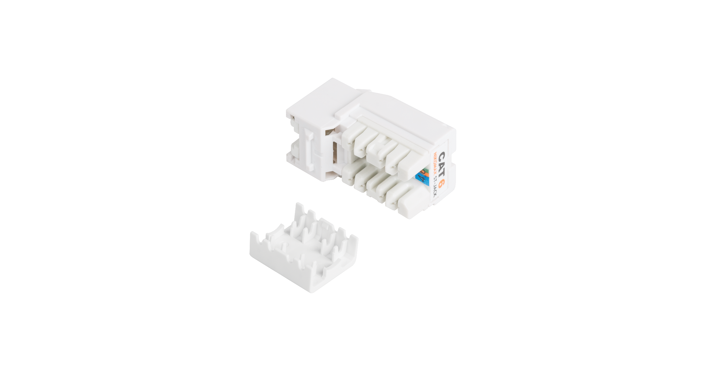 Модуль-вставка NIKOMAX типа Keystone, Кат.6 (Класс E), 250МГц, RJ45/8P8C, FT-TOOL/110/KRONE, T568A/B, неэкранированный, со шторкой, белый - гарантия: 5 лет расширенная / 25 лет системная — фото