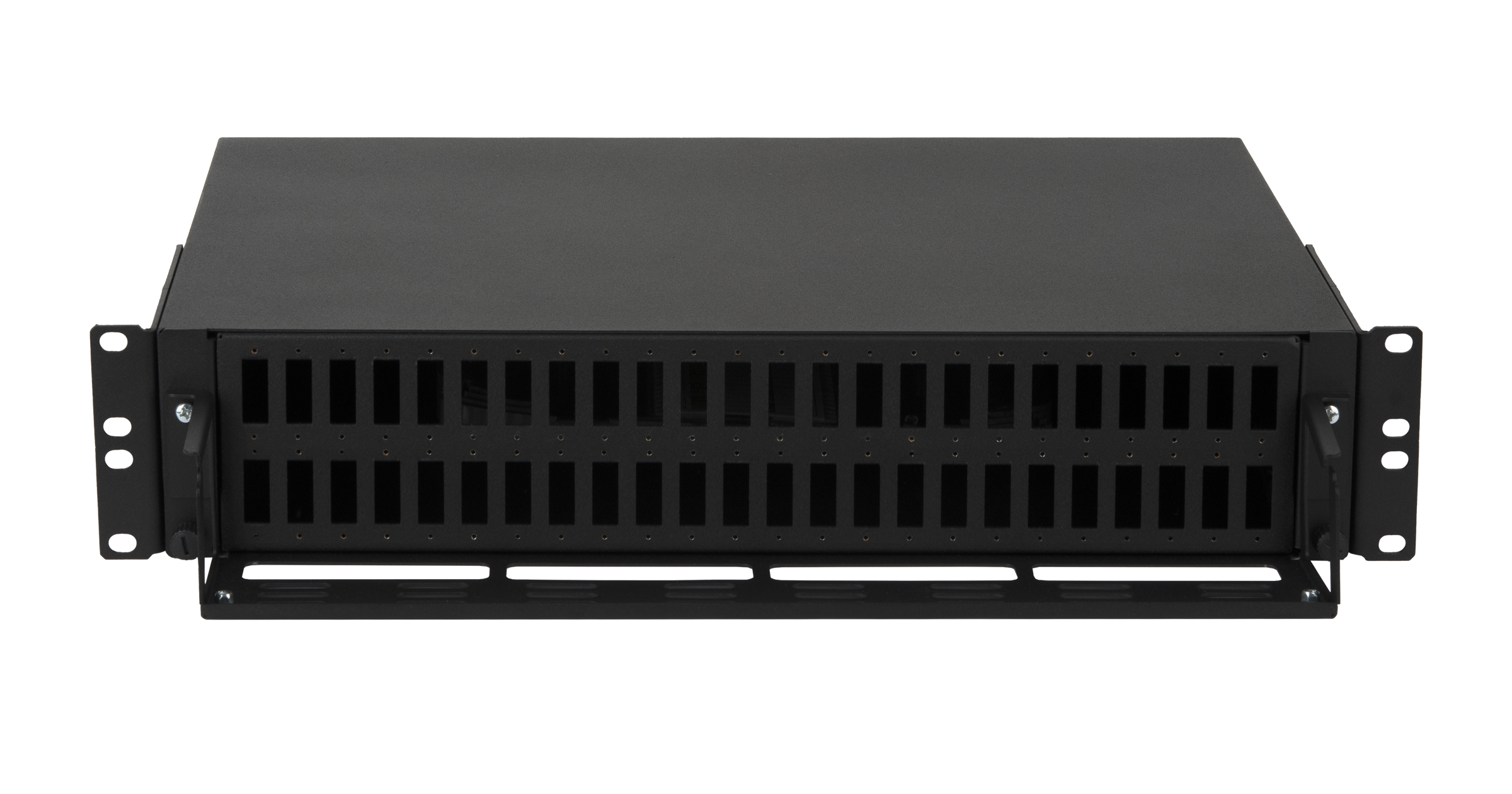 Оптический кросс NIKOMAX 19" Premium Line, 2U, до 96 SC (48 Duplex SC адаптеров) или 192 LC (48 Quadro LC адаптеров) портов, выдвижной, со съёмной полкой, черный — фото