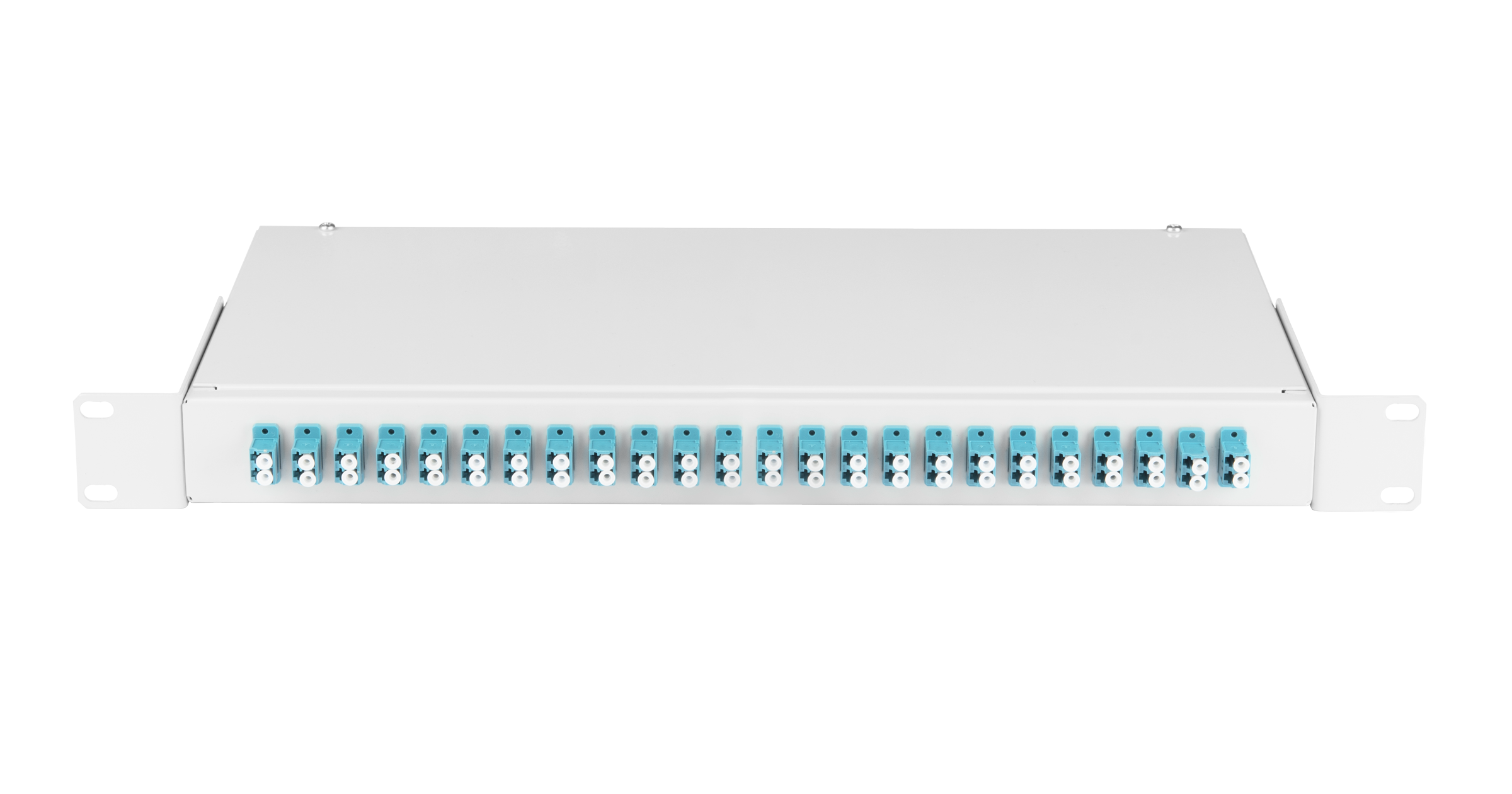 Оптический кросс NIKOMAX 19" Essential Line, 1U, укомплектованный на 48 портов LC/UPC (24 двойных LC/UPC адаптера), SM 9/125 OS2, стальной, серый, в комплекте: адаптеры, монтажные шнуры 1м, сплайс-кассеты с крышкой, гильзы