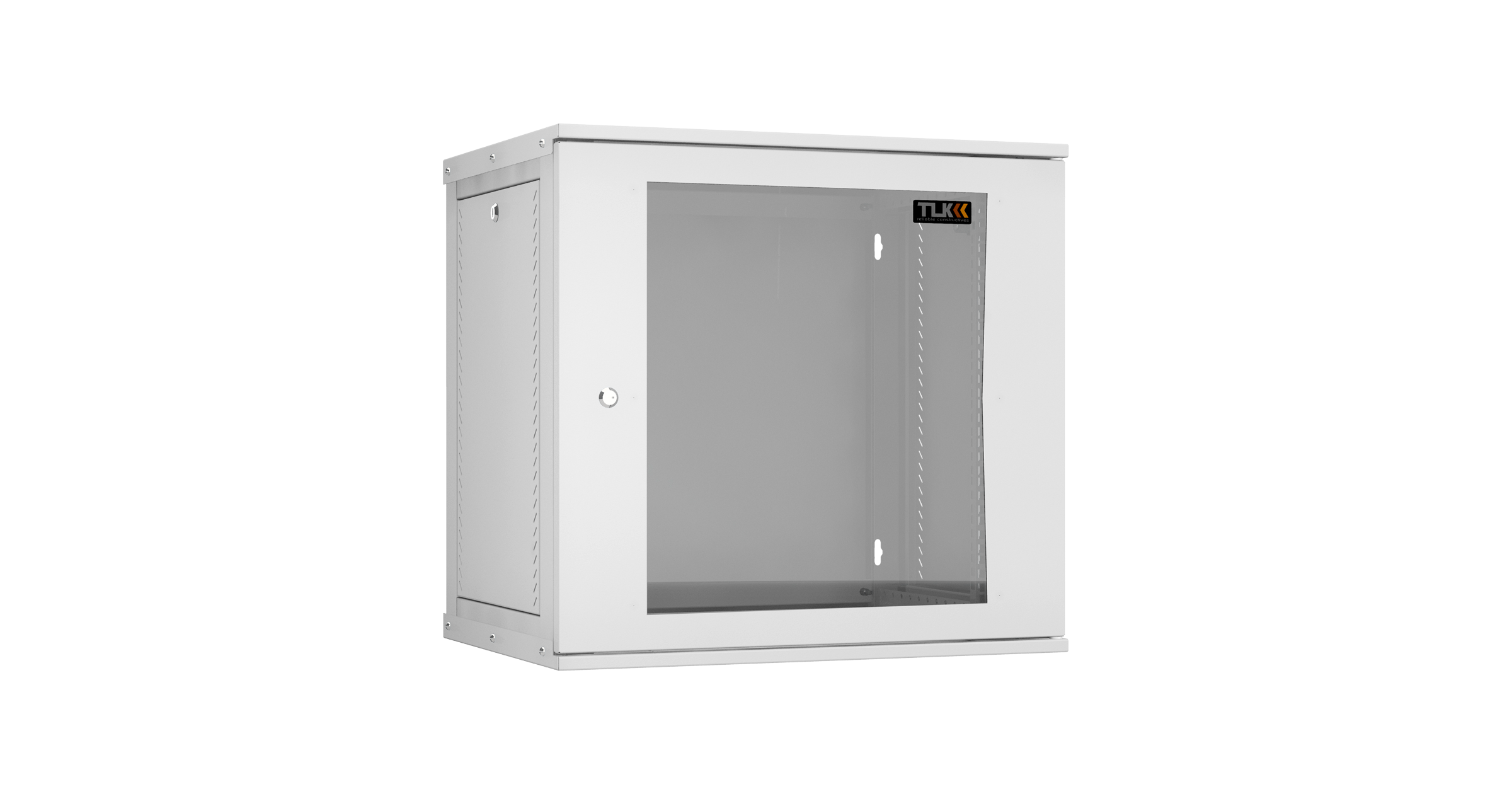 Настенный разборный шкаф NIKOMAX Essential Line 19", 12U, стеклянная дверь, Ш600хВ569хГ450мм, 1 пара монтажных направляющих, серый — фото