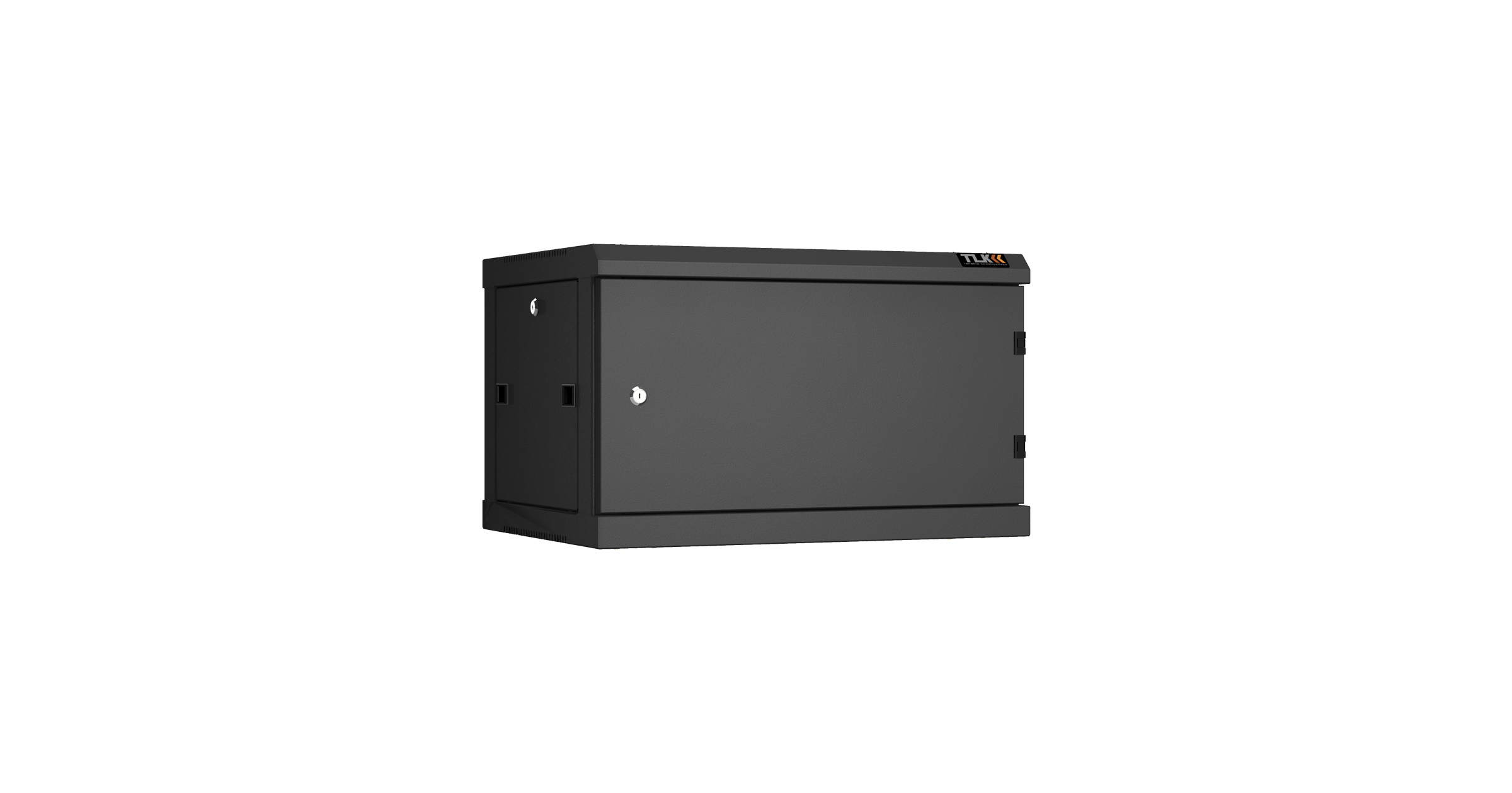 Настенный разборный шкаф NIKOMAX 19", 6U, металлическая дверь, Ш600хВ370хГ450мм, 2 пары монтажных направляющих, черный — фото