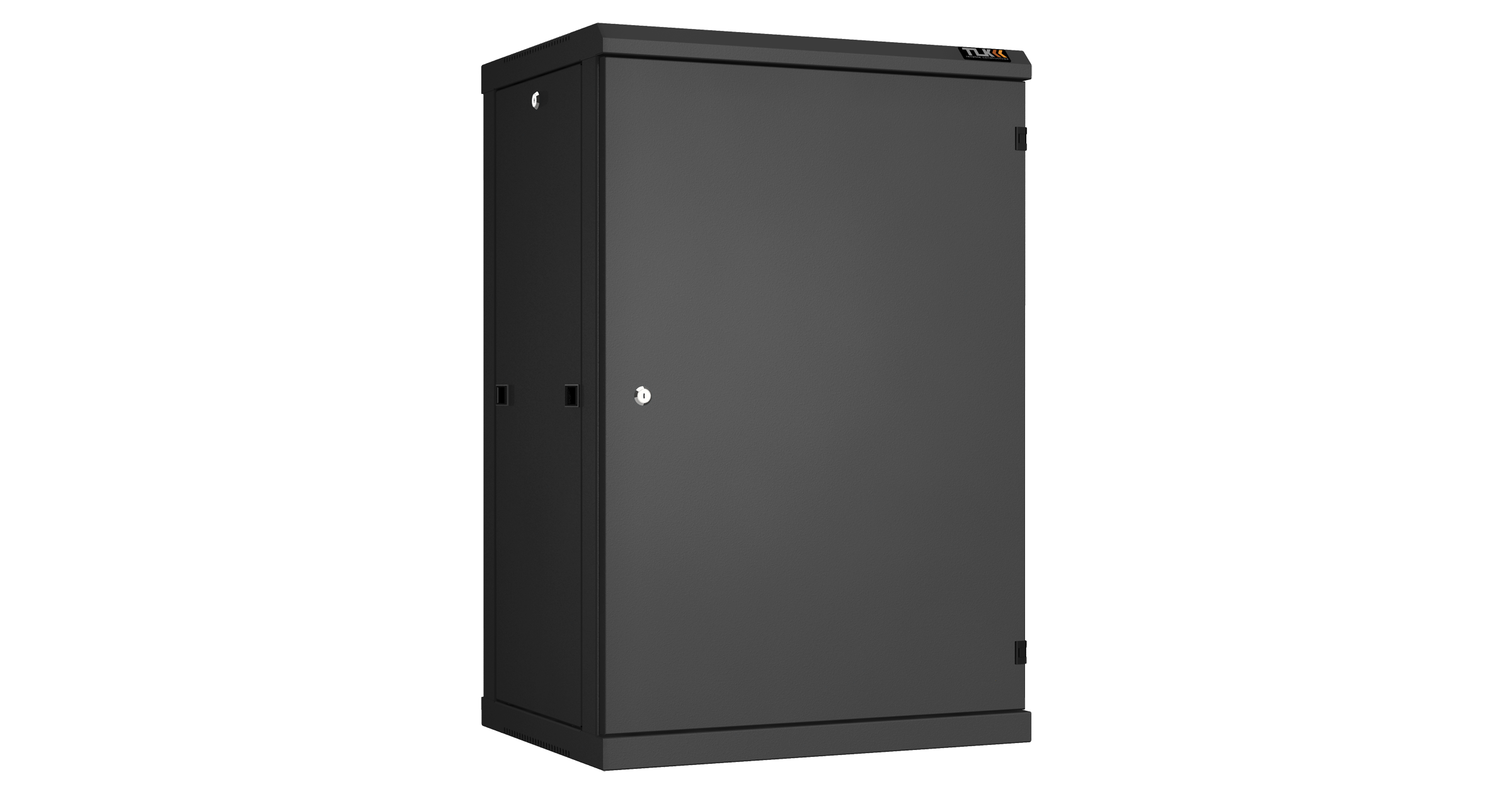 Настенный разборный шкаф NIKOMAX 19", 18U, металлическая дверь, Ш600хВ904хГ450мм, 2 пары монтажных направляющих, черный — фото