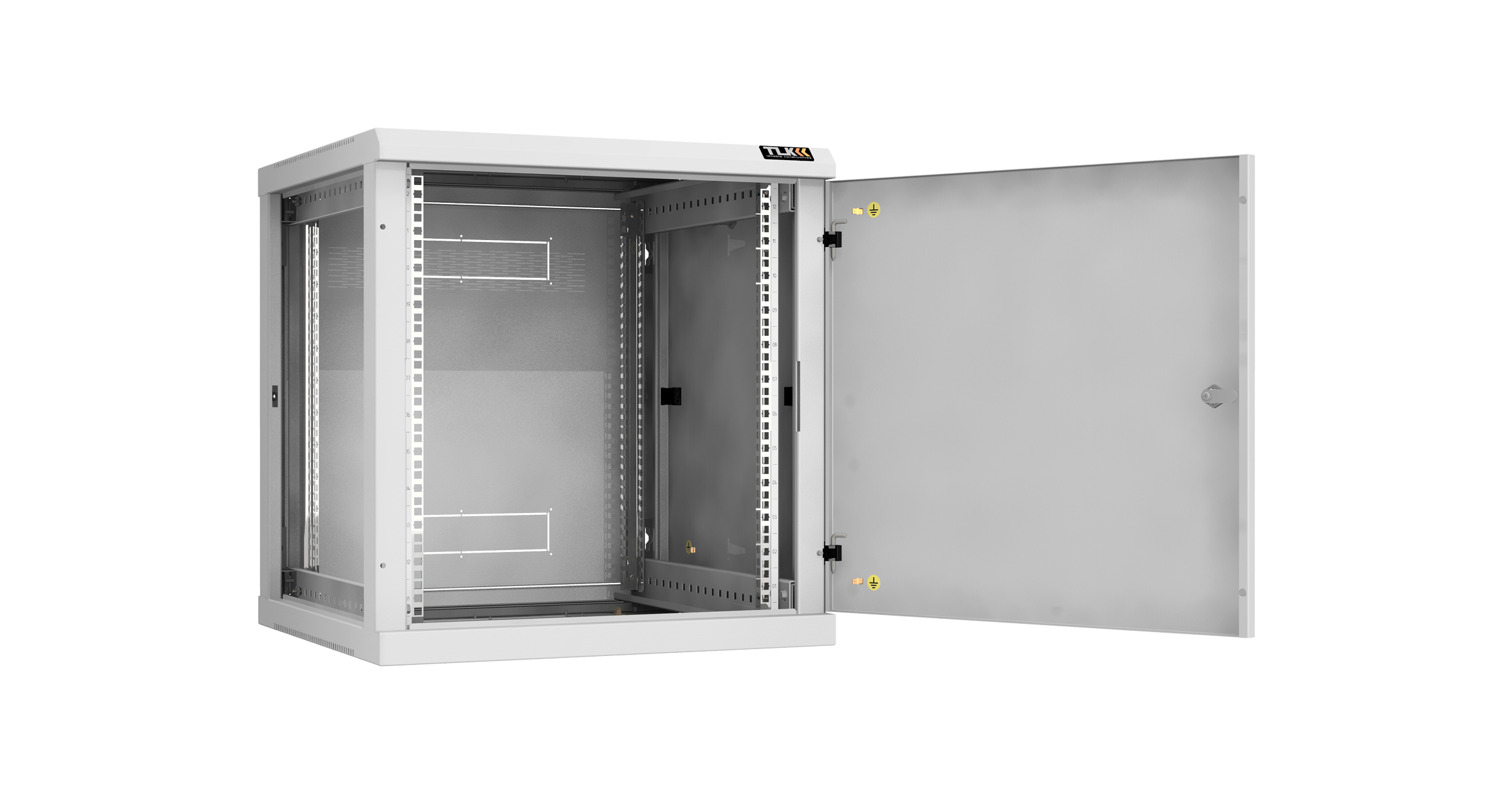 Настенный разборный шкаф NIKOMAX 19", 12U, металлическая дверь, Ш600хВ636хГ600мм, 2 пары монтажных направляющих, серый — фото
