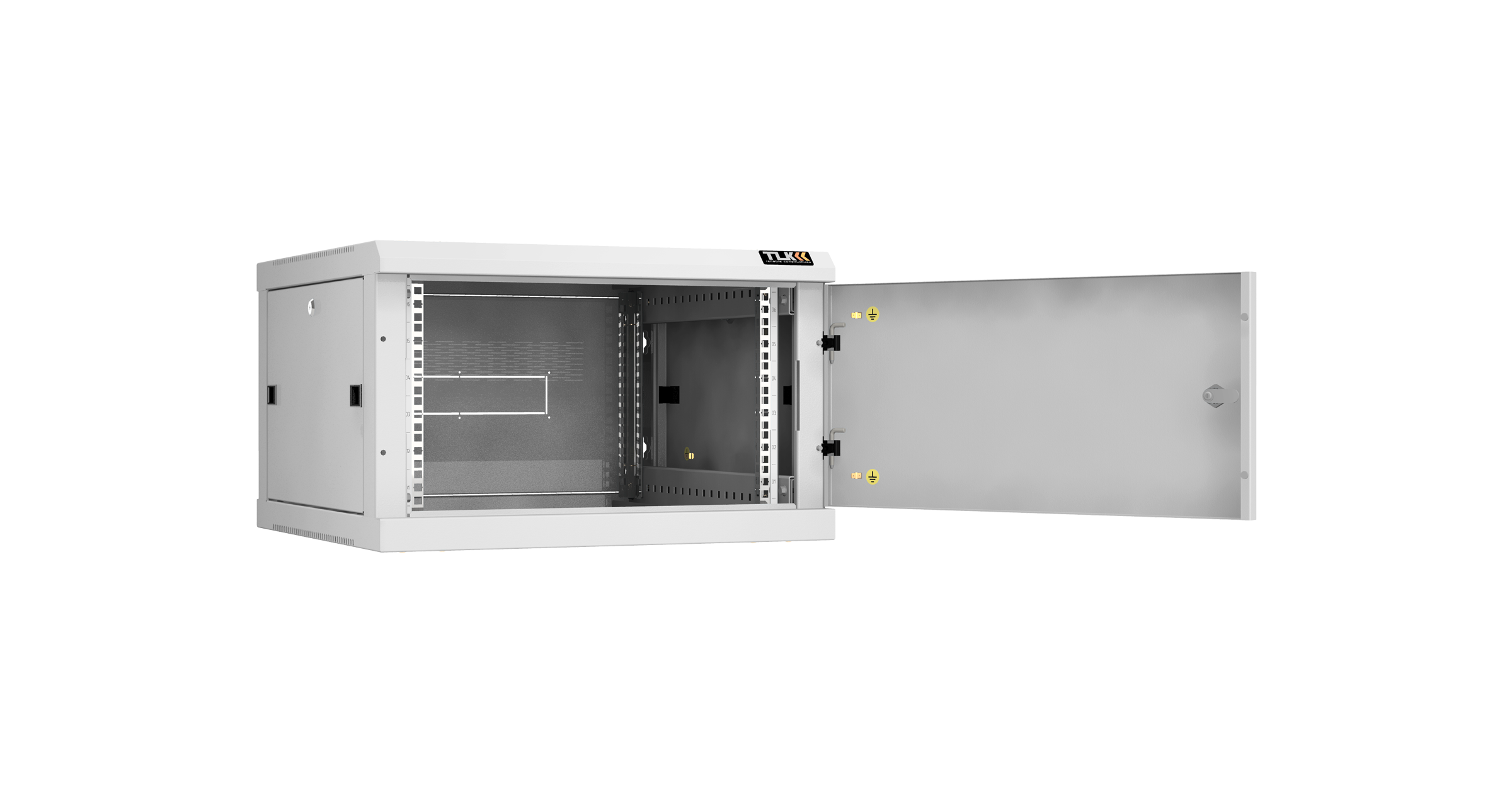 Настенный разборный шкаф NIKOMAX 19", 6U, металлическая дверь, Ш600хВ370хГ600мм, 2 пары монтажных направляющих, серый — фото