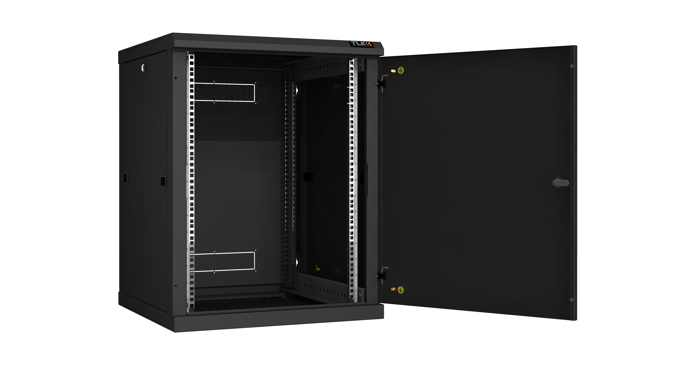 Настенный разборный шкаф NIKOMAX 19", 15U, металлическая дверь, Ш600хВ770хГ600мм, 2 пары монтажных направляющих, черный — фото
