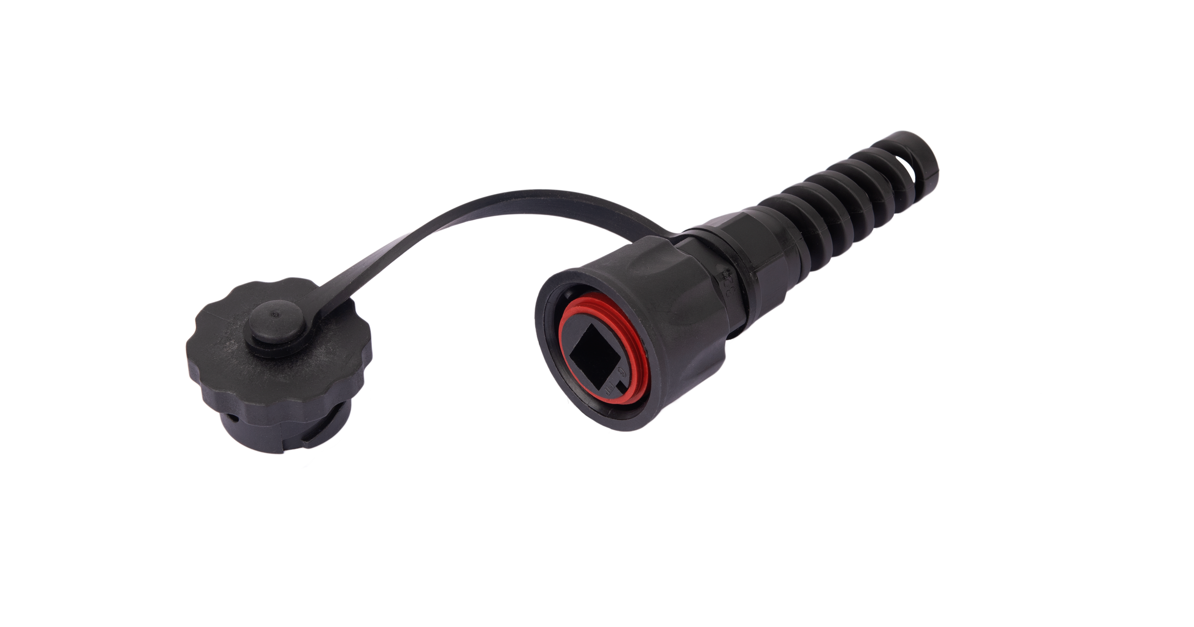 Индустриальный коннектор NIKOMAX RJ45/8P8C, Кат.6 (Класс E), 250МГц, покрытие 50мкд, неэкранированный, IP67, для одножильной витой пары,  с защитной крышкой, черный — фото