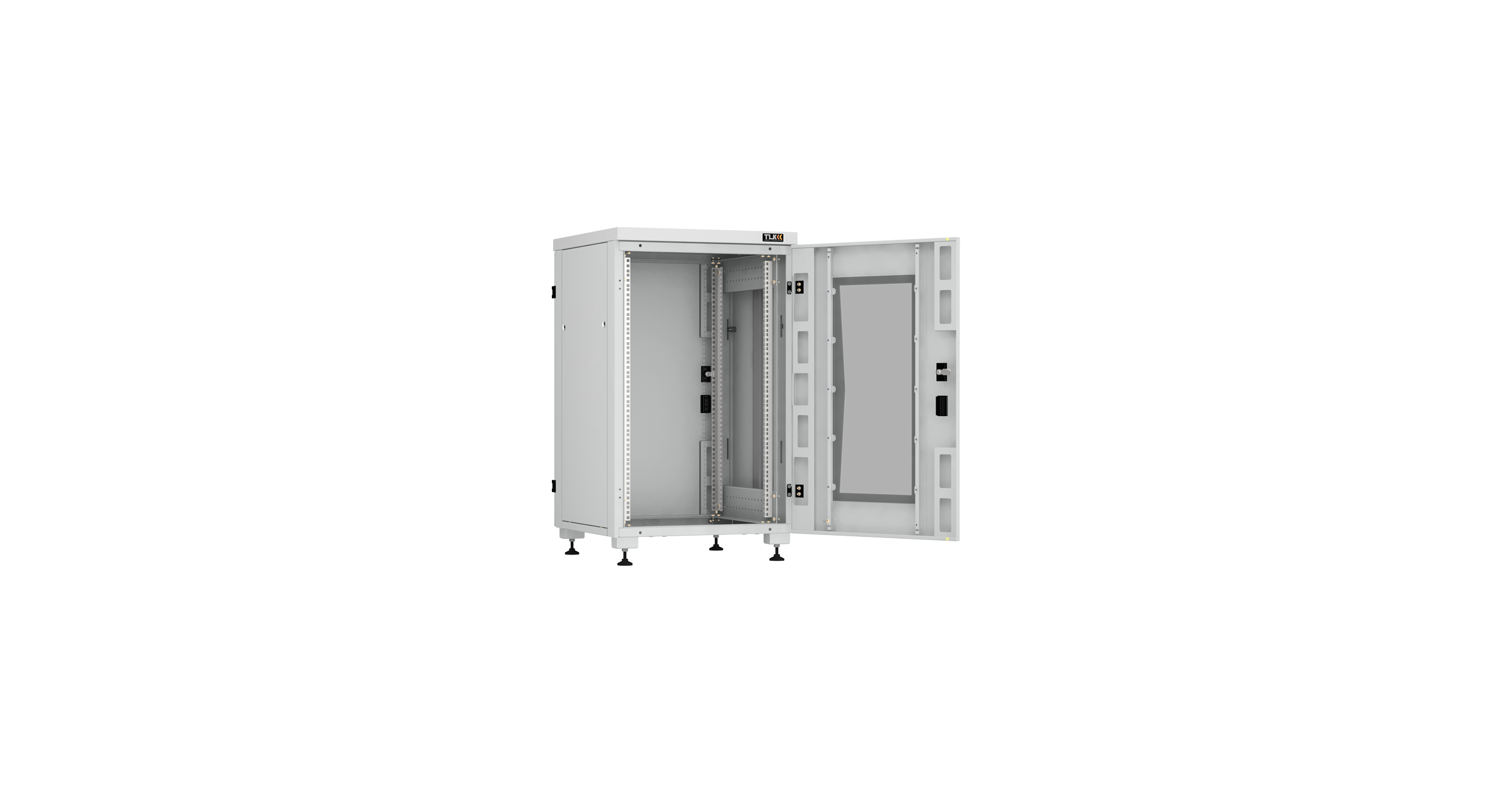 Напольный шкаф NIKOMAX Essential Line серии TFI-R 19", 18U, стеклянная дверь, цельнометаллические стенки и задняя дверь, Ш600хВ974хГ600мм, в разобранном виде, серый — фото