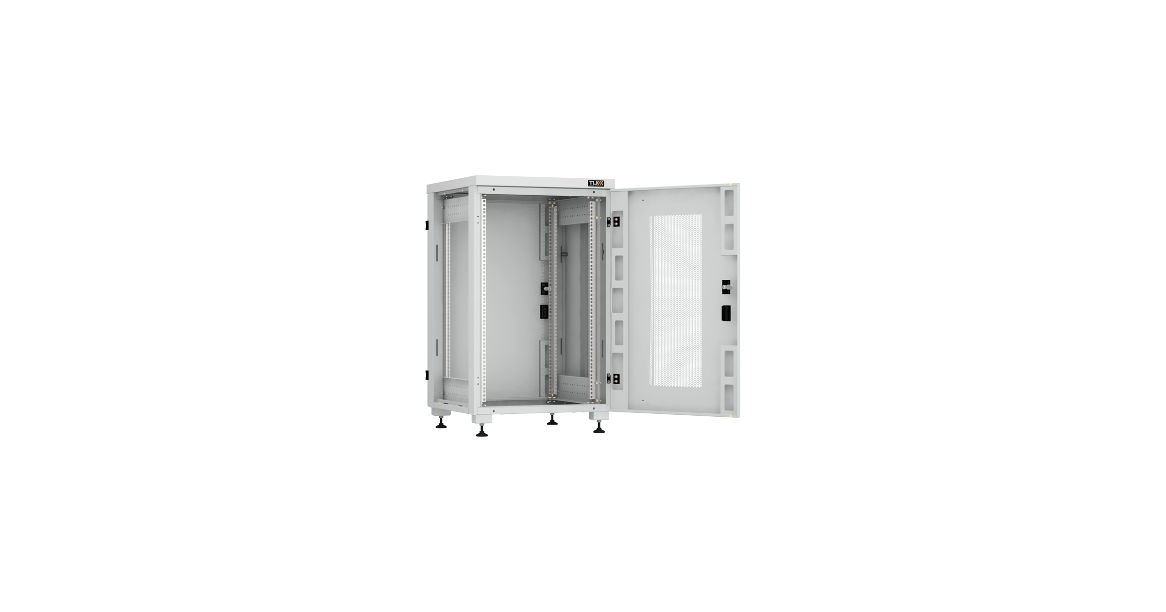 Напольный шкаф NIKOMAX Essential Line серии TFI-R 19", 18U, перфорированная дверь, цельнометаллические стенки и задняя дверь, Ш600хВ974хГ600мм, в разобранном виде, серый — фото