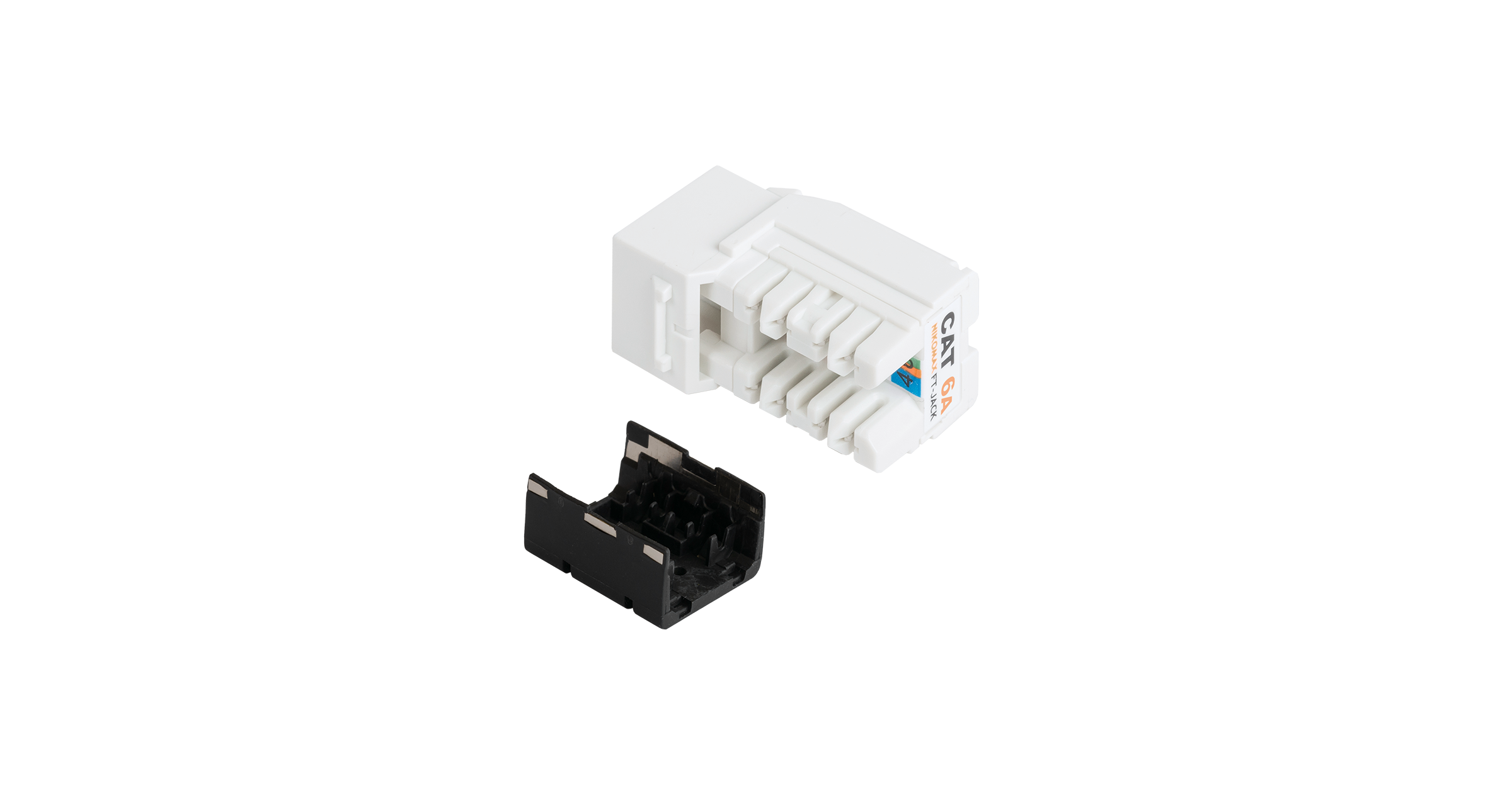Модуль-вставка NIKOMAX типа Keystone, Кат.6а (Класс Eа), 500МГц, RJ45/8P8C, FT-TOOL/110/KRONE, T568A/B, неэкранированный, белый, гарантия: 5 лет расширенная / 25 лет системная — фото