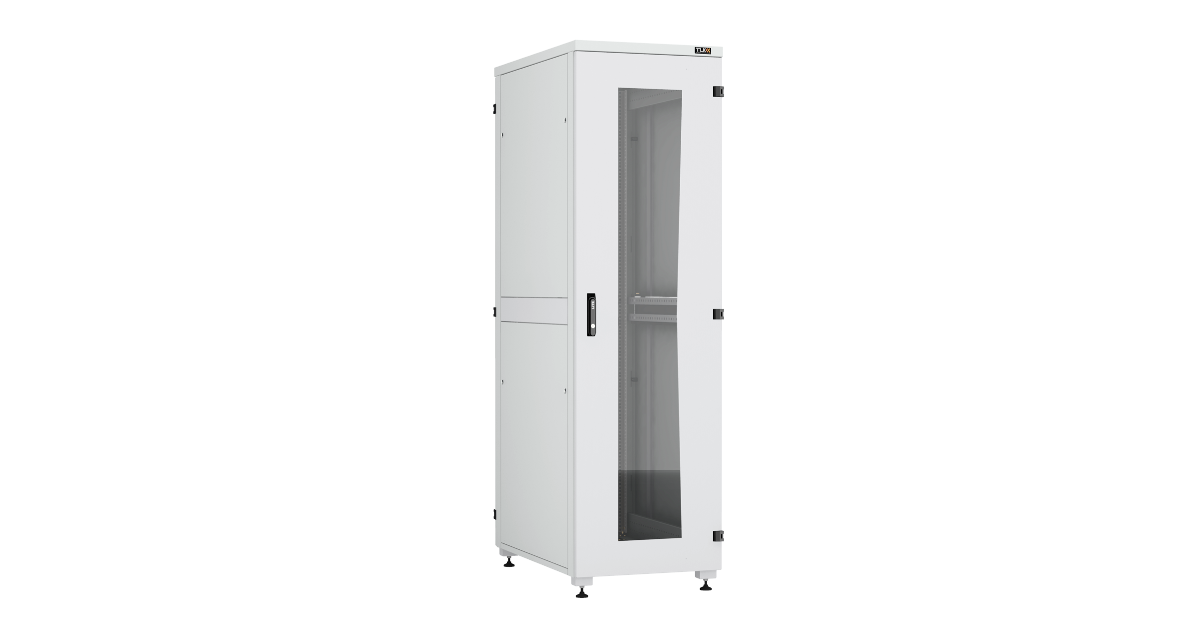 Напольный шкаф NIKOMAX Essential Line серии TFI-R 19", 42U, стеклянная дверь, цельнометаллические двухуровневые стенки и задняя дверь, Ш600хВ2042хГ1000мм, в разобранном виде, серый — фото
