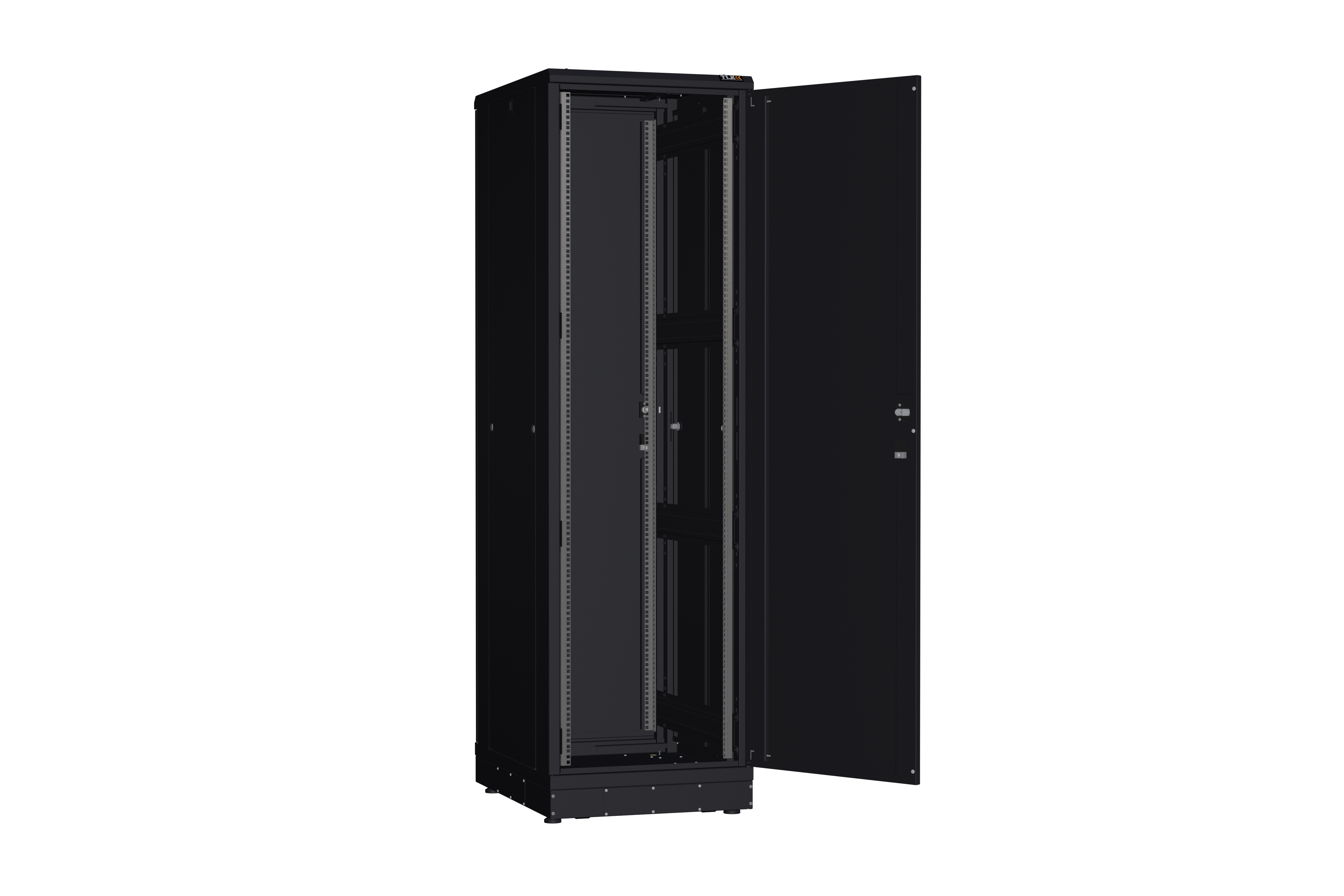 Напольный шкаф NIKOMAX серии TFR-R2 19", 42U, металлические двери, металлические стенки, Ш600хВ2010хГ800мм, в разобранном виде, черный — фото