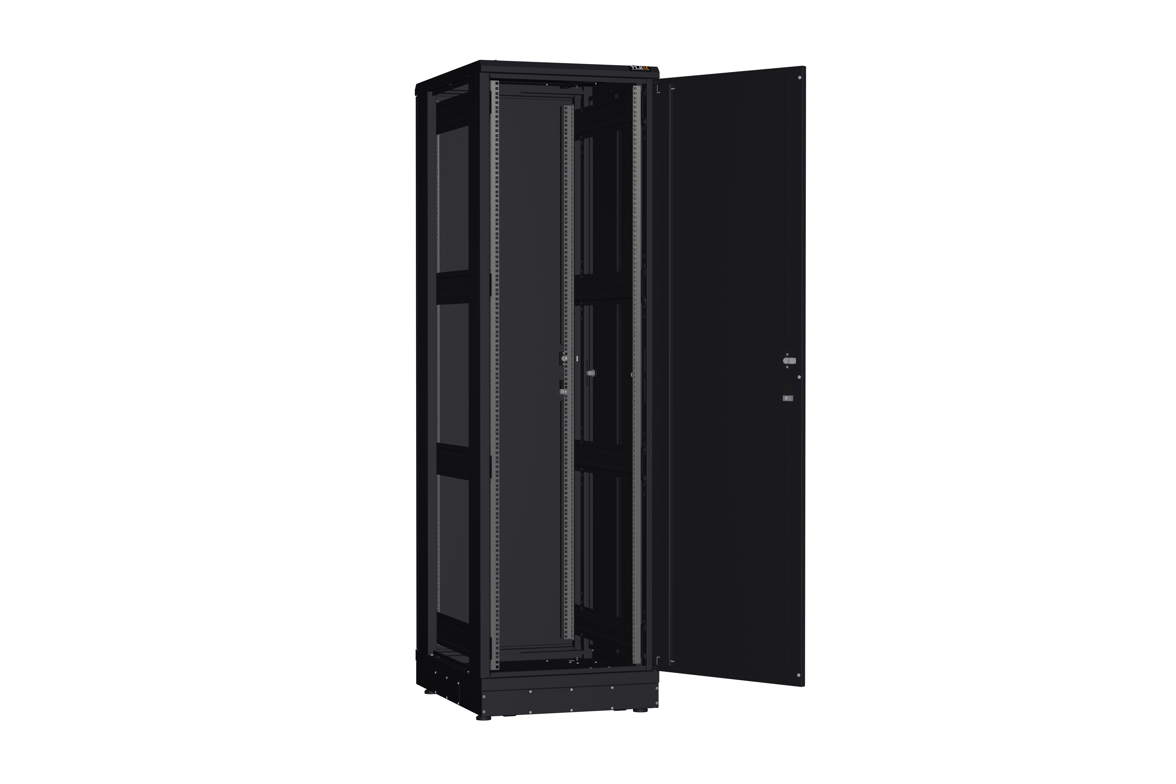 Напольный шкаф NIKOMAX серии TFR-R2 19", 42U, металлические двери, металлические стенки, Ш600хВ2010хГ800мм, в разобранном виде, черный — фото