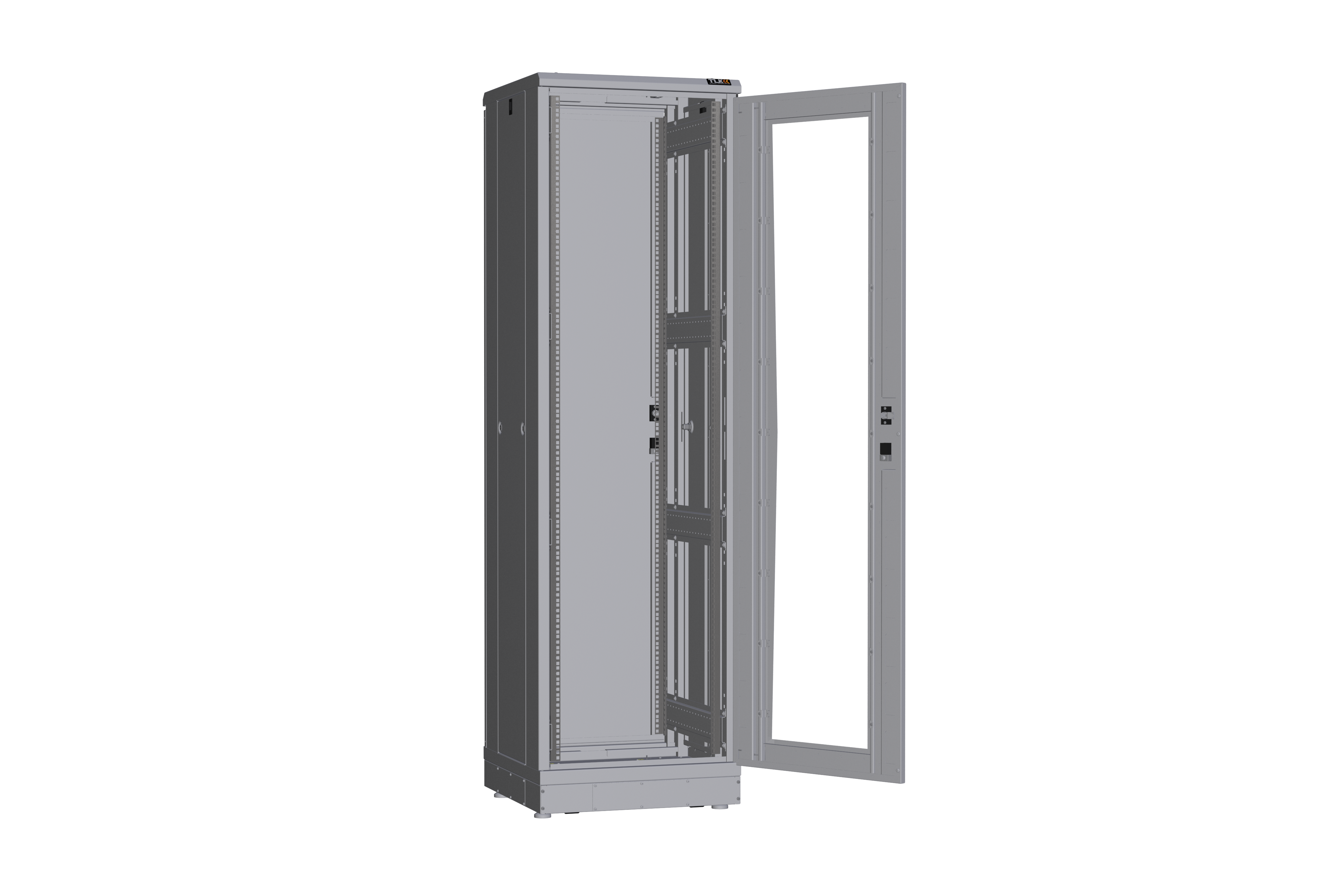 Напольный шкаф NIKOMAX серии TFR-R2 19", 42U, дверь со стеклом и металлическая, металлические стенки, Ш600хВ2010хГ600мм, в разобранном виде, серый — фото