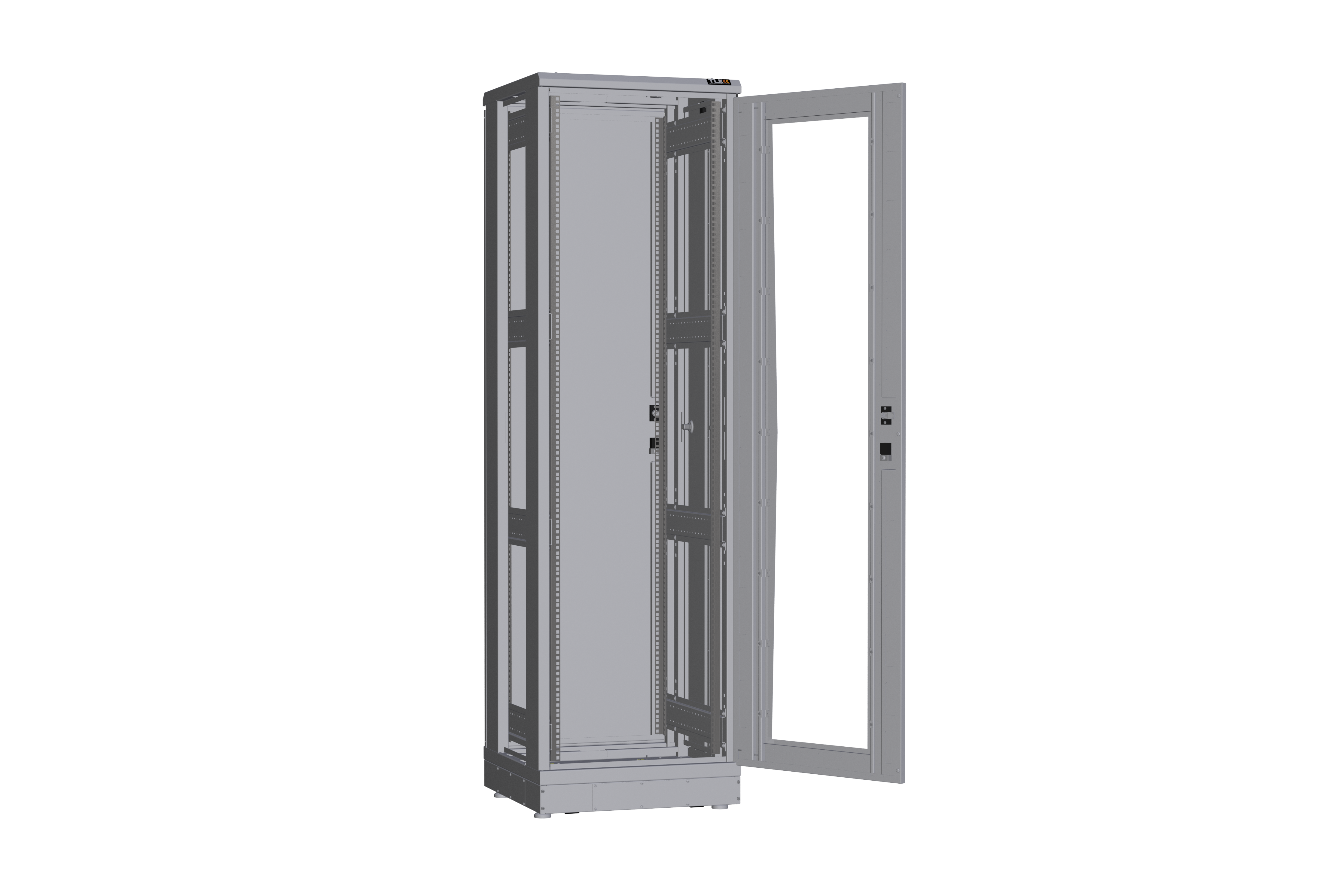Напольный шкаф NIKOMAX серии TFR-R2 19", 42U, дверь со стеклом и металлическая, металлические стенки, Ш600хВ2010хГ600мм, в разобранном виде, серый — фото