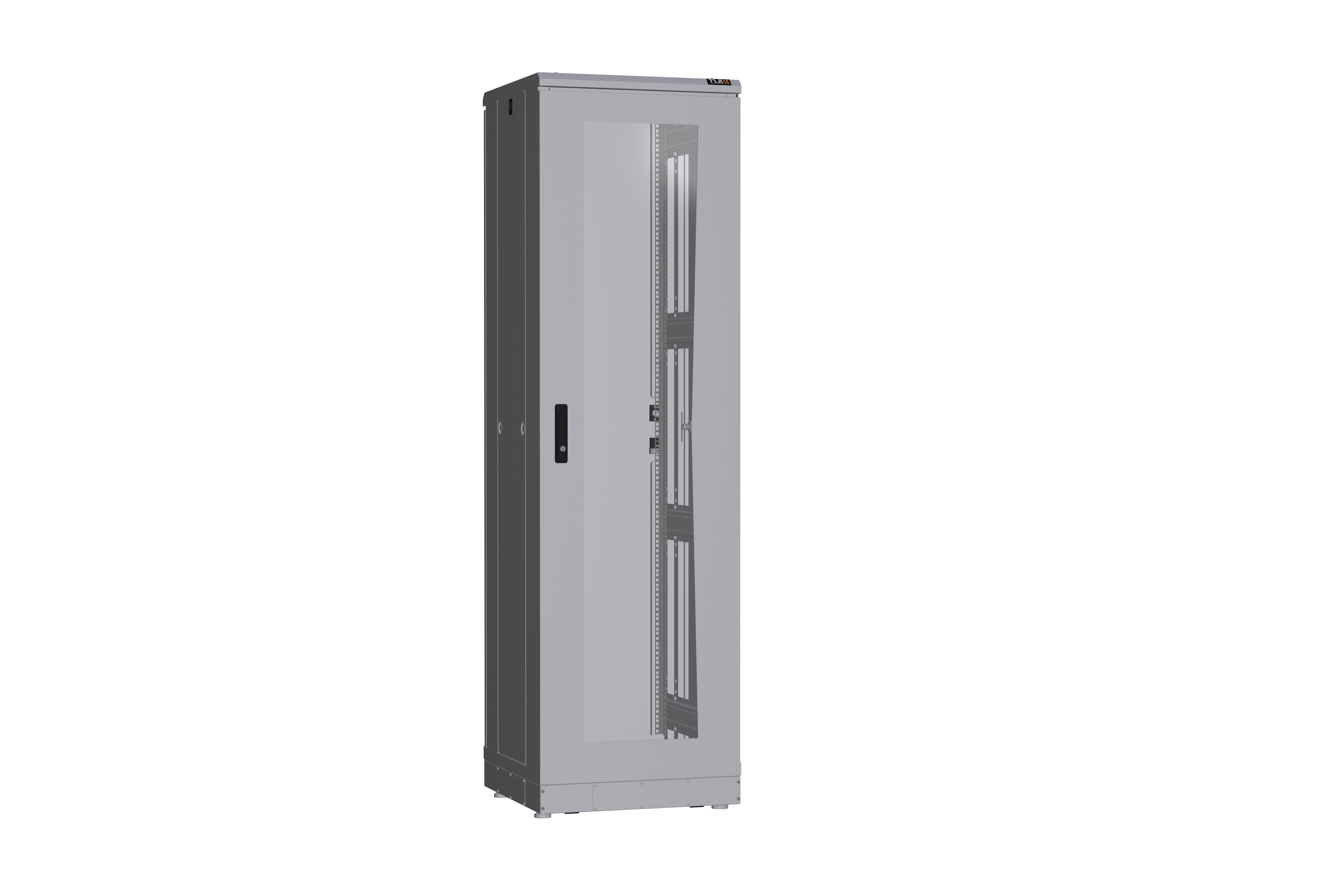 Напольный шкаф NIKOMAX серии TFR-R2 19", 42U, дверь со стеклом и металлическая, металлические стенки, Ш600хВ2010хГ600мм, в разобранном виде, серый — фото