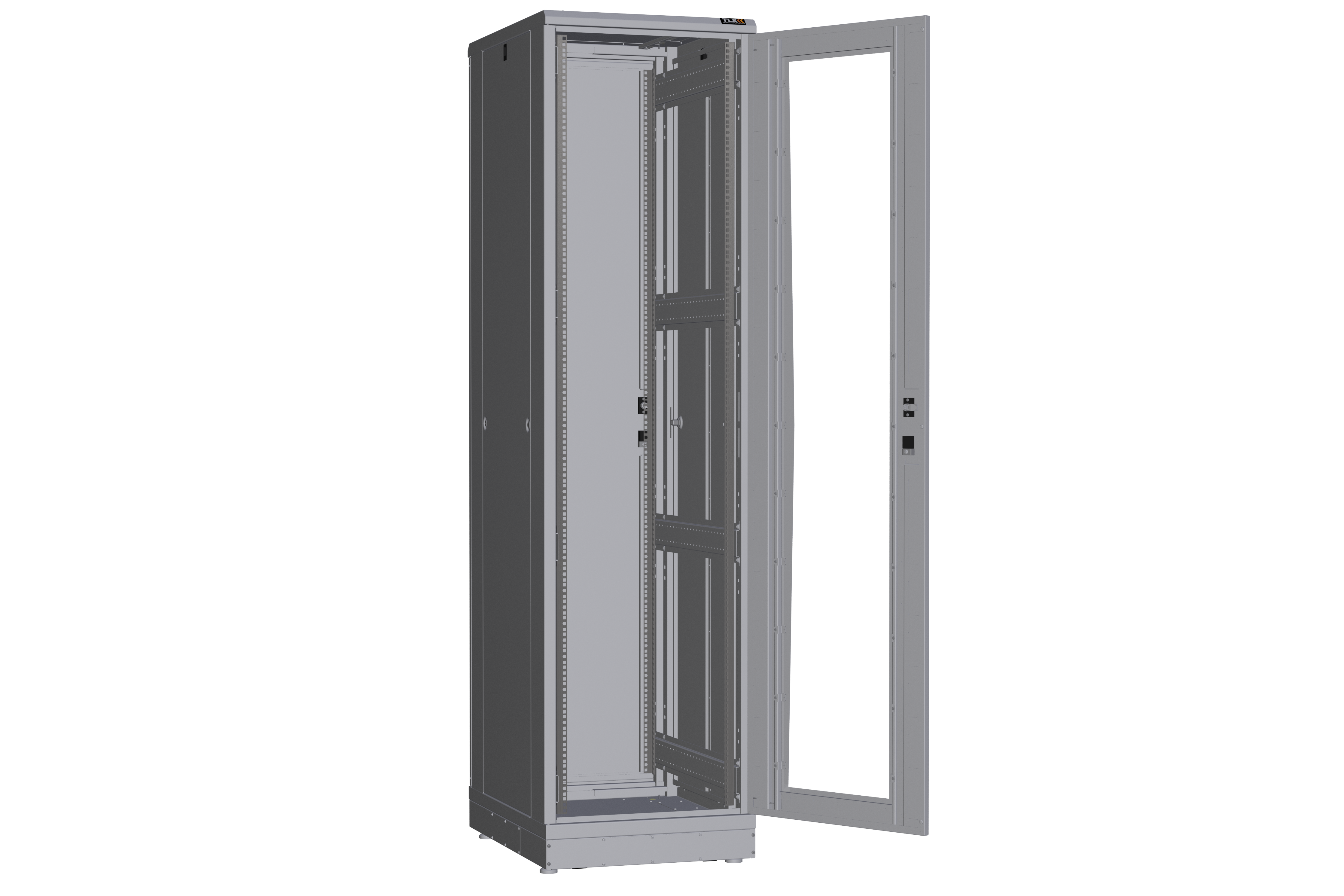 Напольный шкаф NIKOMAX серии TFR-R2 19", 47U, дверь со стеклом и металлическая, металлические стенки, Ш600хВ2234хГ800мм, в разобранном виде, серый — фото