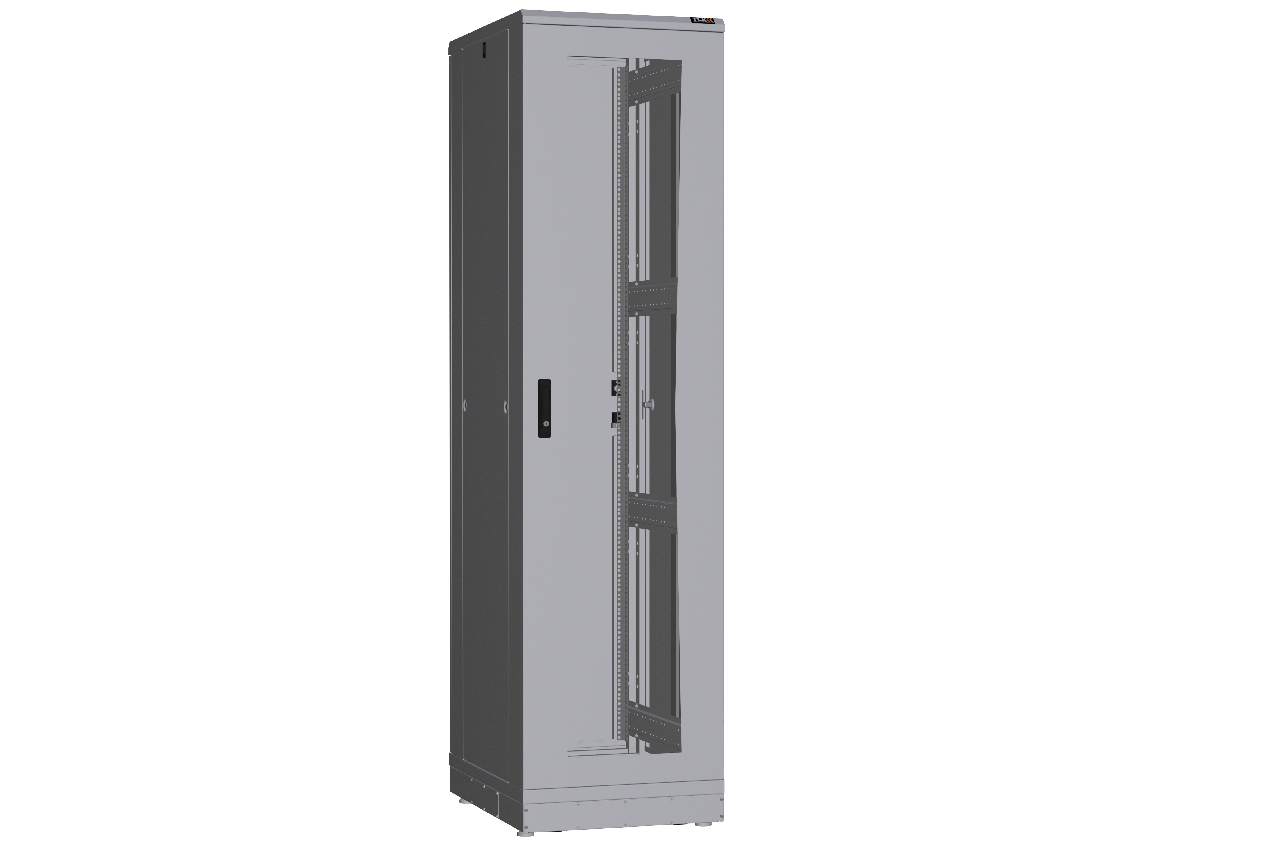Напольный шкаф NIKOMAX серии TFR-R2 19", 47U, дверь со стеклом и металлическая, металлические стенки, Ш600хВ2234хГ800мм, в разобранном виде, серый — фото