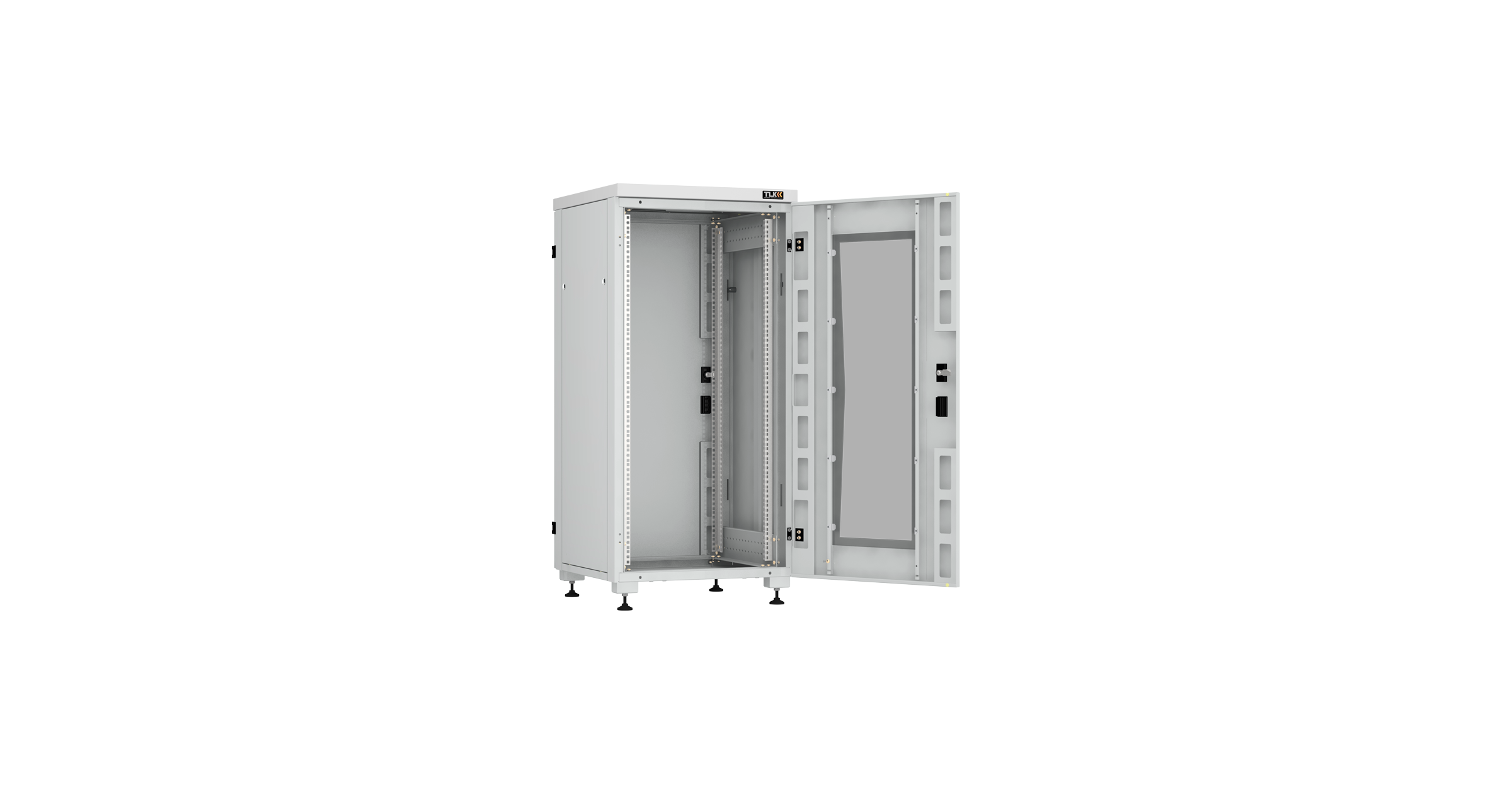 Напольный шкаф NIKOMAX Essential Line серии TFI-R 19", 24U, стеклянная дверь, цельнометаллические стенки и задняя дверь, Ш600х1242хГ600мм, в разобранном виде, серый — фото