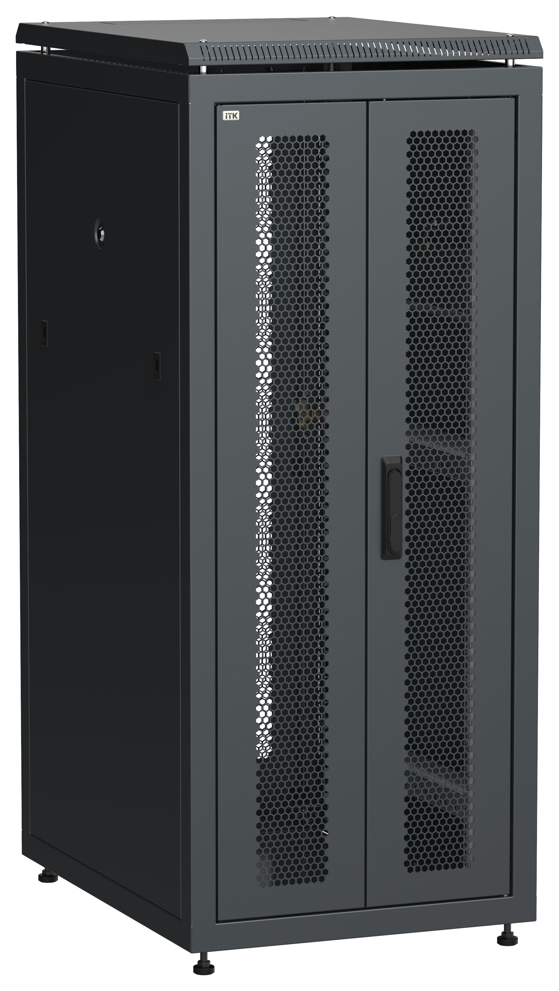 ITK LINEA N Шкаф сетевой 19" 28U 600х800мм двери передняя перфорированная задняя двустворчатая перфорированная черный