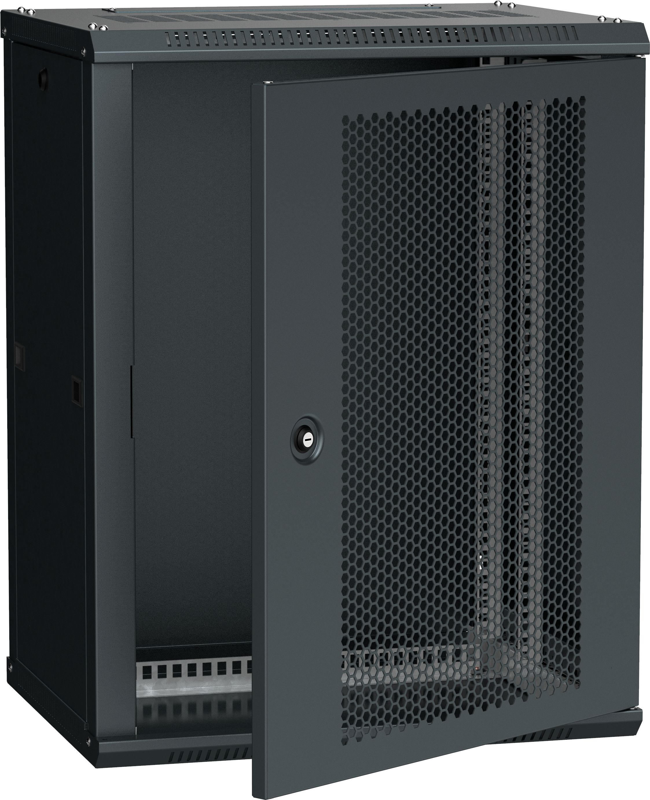 ITK Шкаф LINEA W 15U 600х450мм дверь перфорированная черный RAL9005