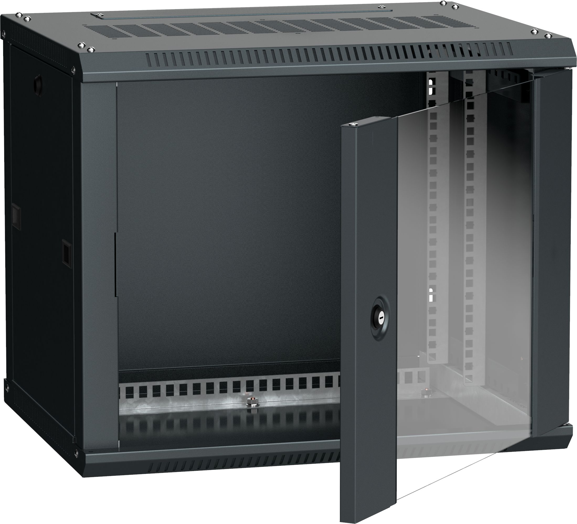 ITK Шкаф LINEA W 9U 600х450мм дверь стекло черный RAL9005