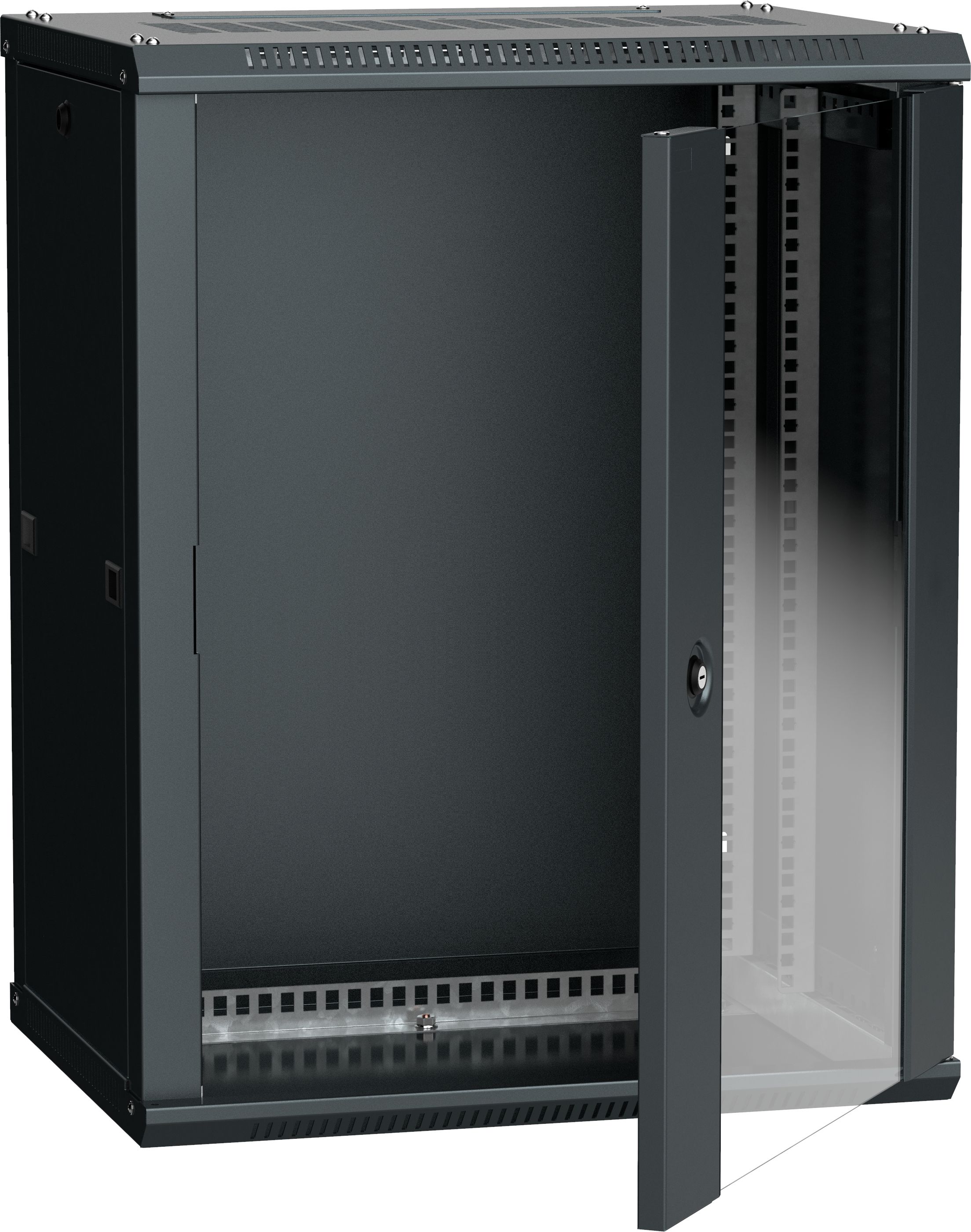 ITK Шкаф LINEA W 15U 600х450мм дверь стекло черный RAL9005