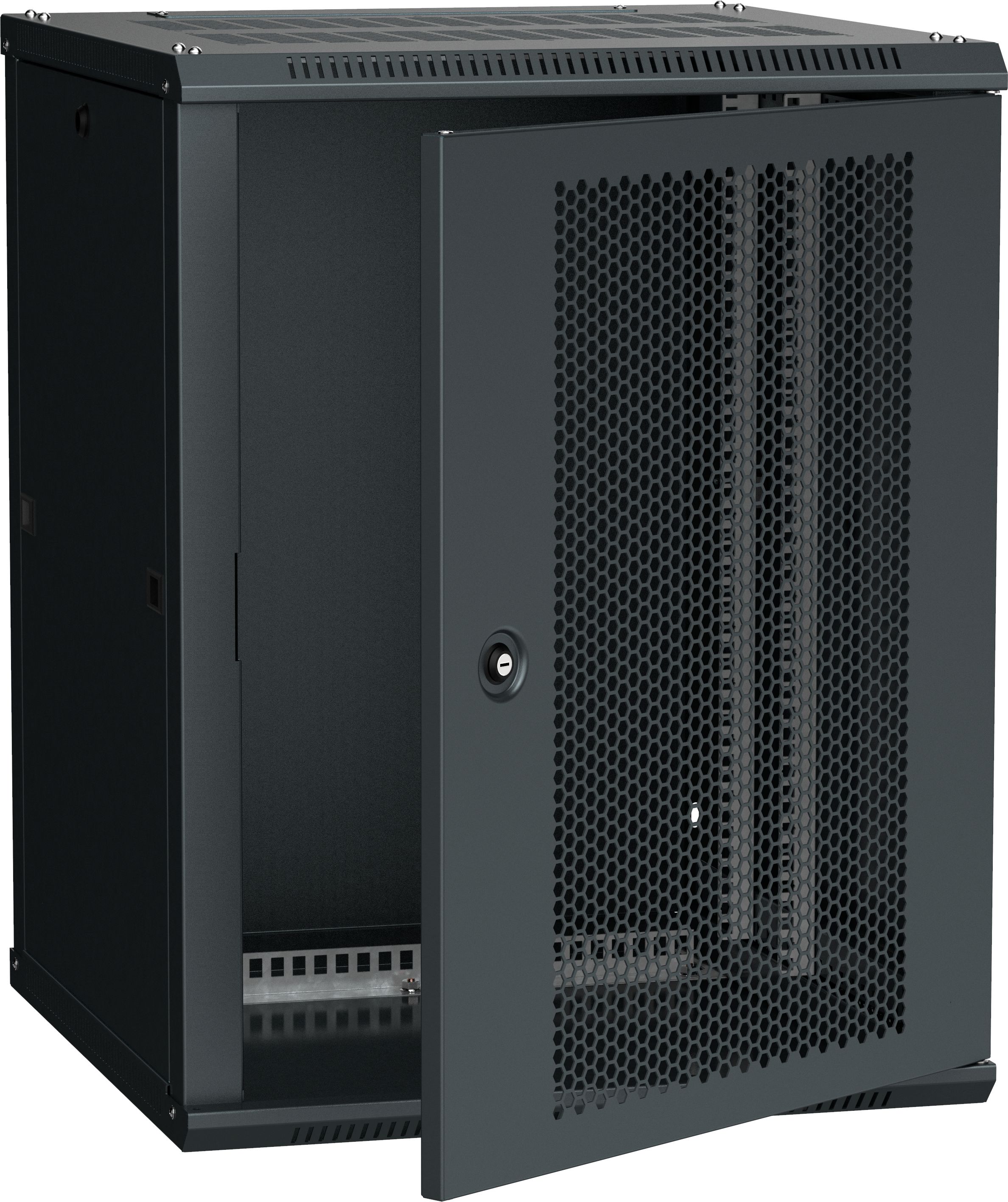 ITK Шкаф LINEA W 15U 600х600мм дверь перфорированная черный RAL9005