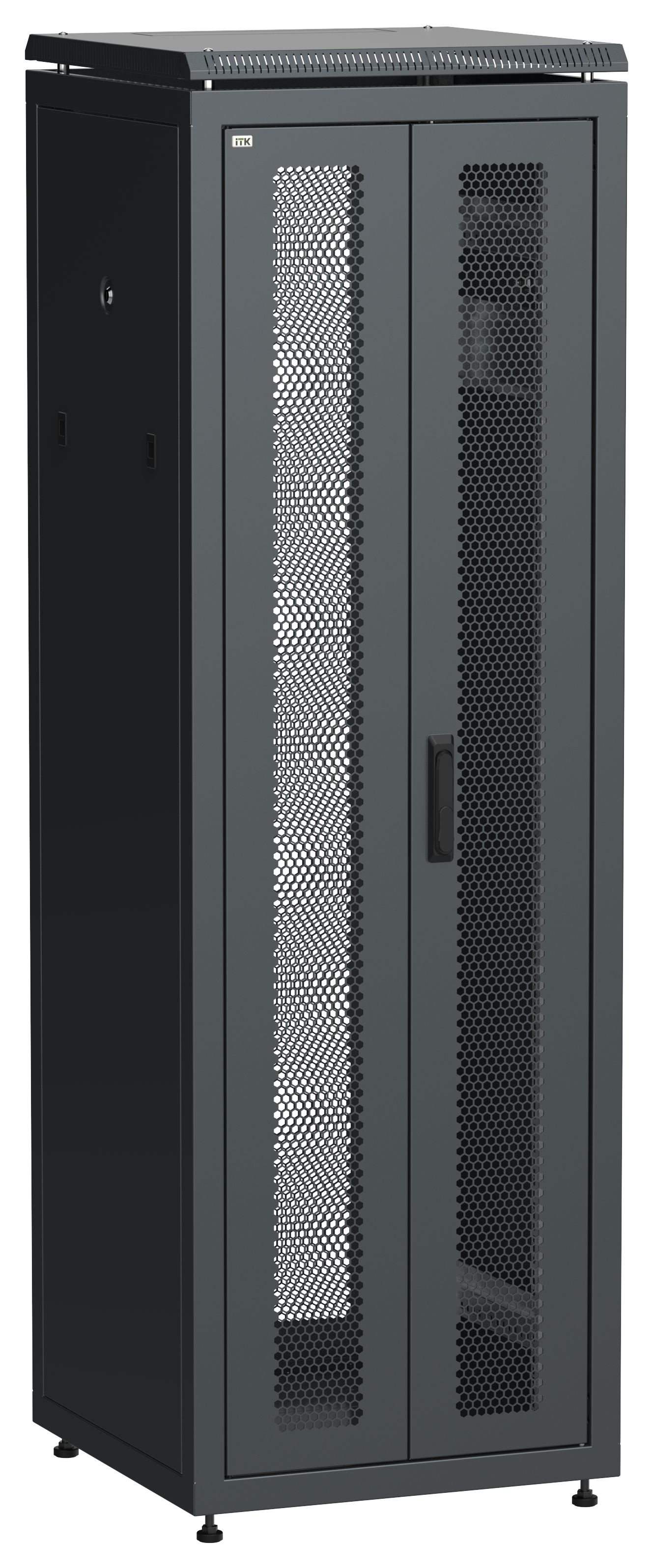 ITK LINEA N Шкаф сетевой 19" 38U 600х600мм двери передняя перфорированная задняя двустворчатая перфорированная черный