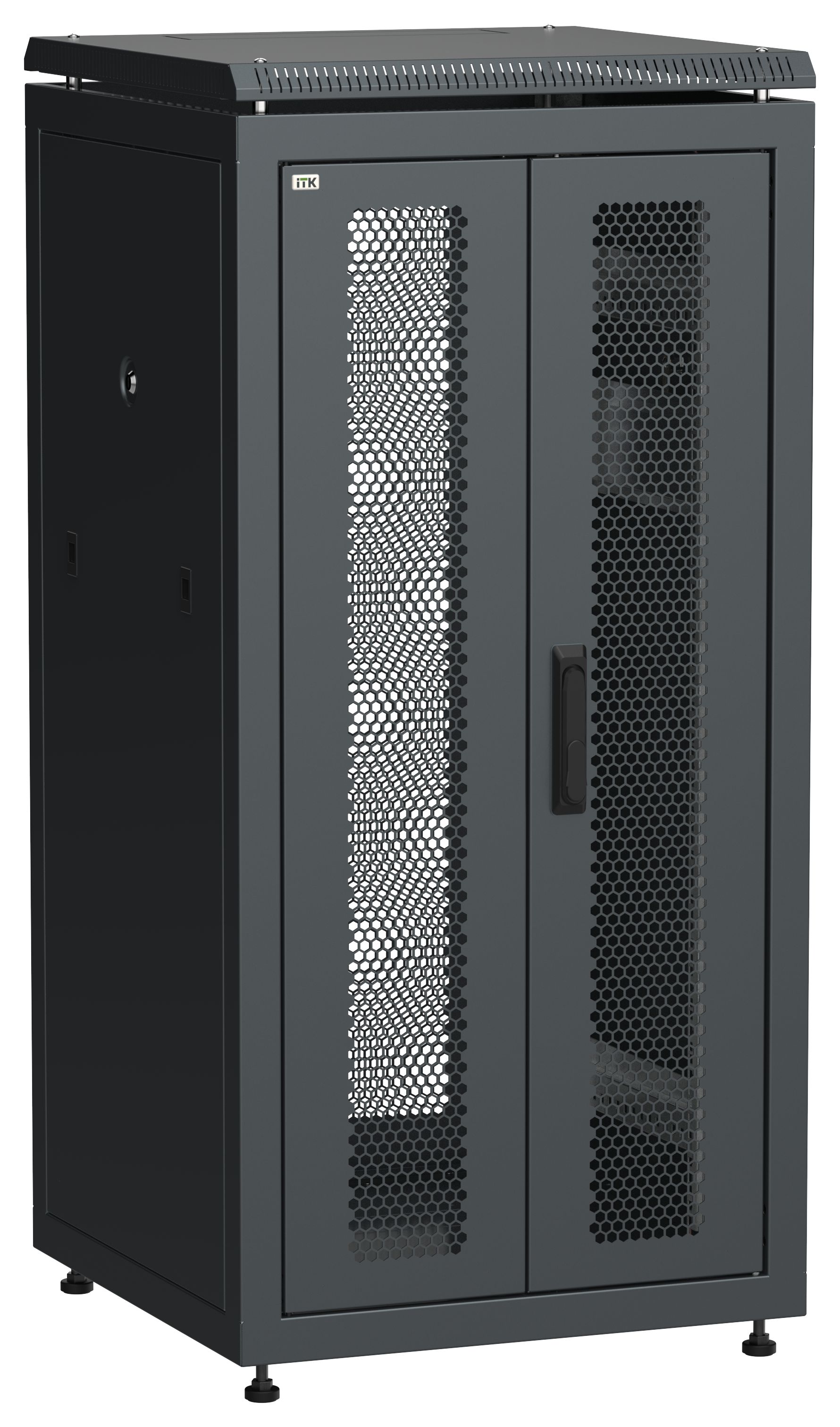 ITK LINEA N Шкаф сетевой 19" 24U 600х600мм двери передняя перфорированная задняя двустворчатая перфорированная черный