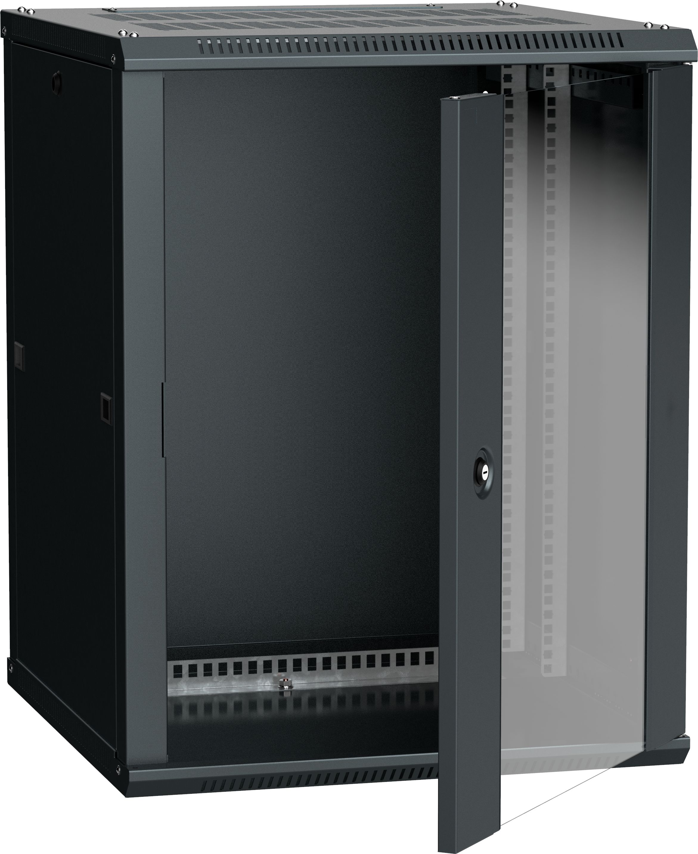 ITK LINEA W Шкаф настенный 15U 600х600мм дверь стекло черный 2.0