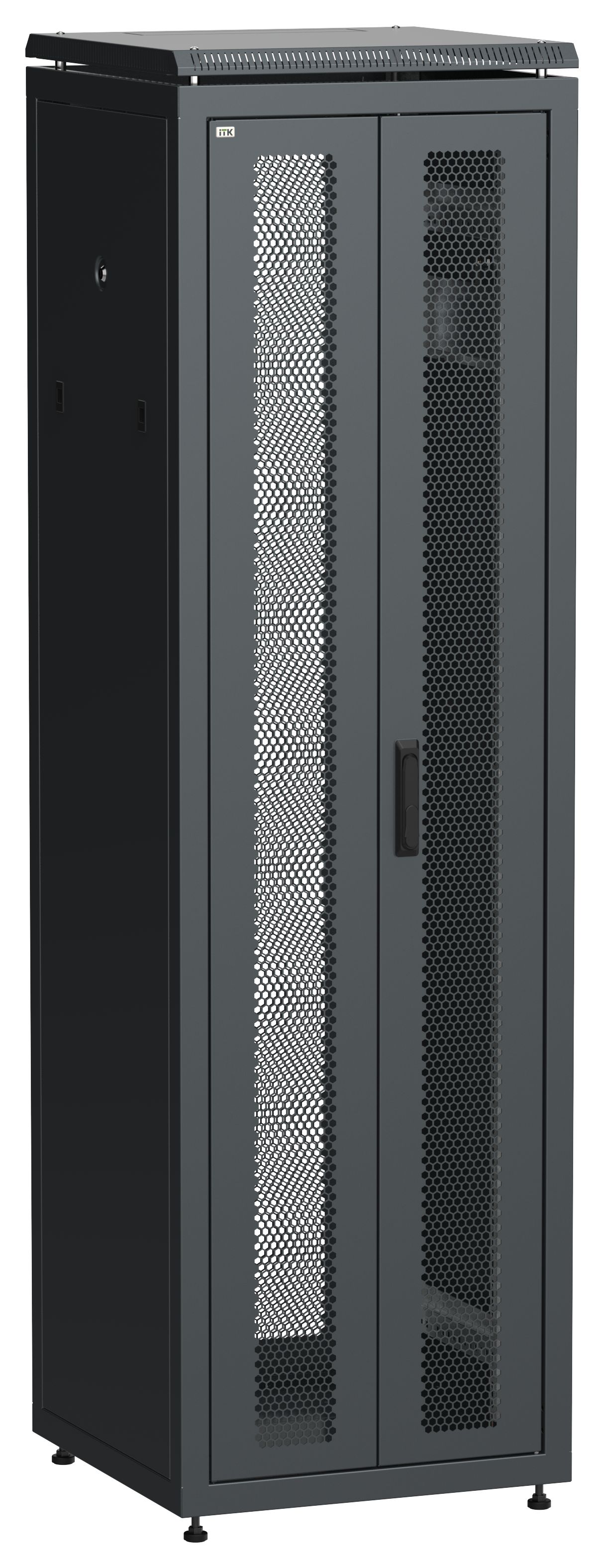 ITK LINEA N Шкаф сетевой 19" 42U 600х600мм двери передняя перфорированная задняя двустворчатая перфорированная черный