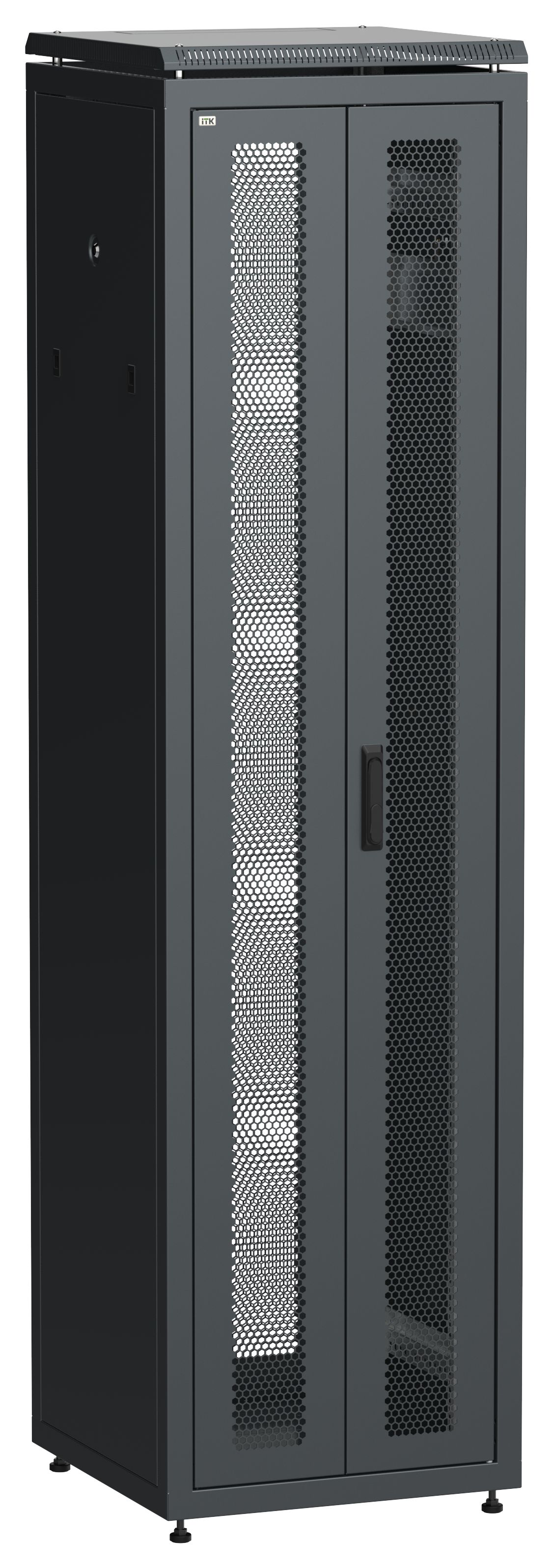 ITK LINEA N Шкаф сетевой 19" 47U 600х600мм двери передняя перфорированная задняя двустворчатая перфорированная черный