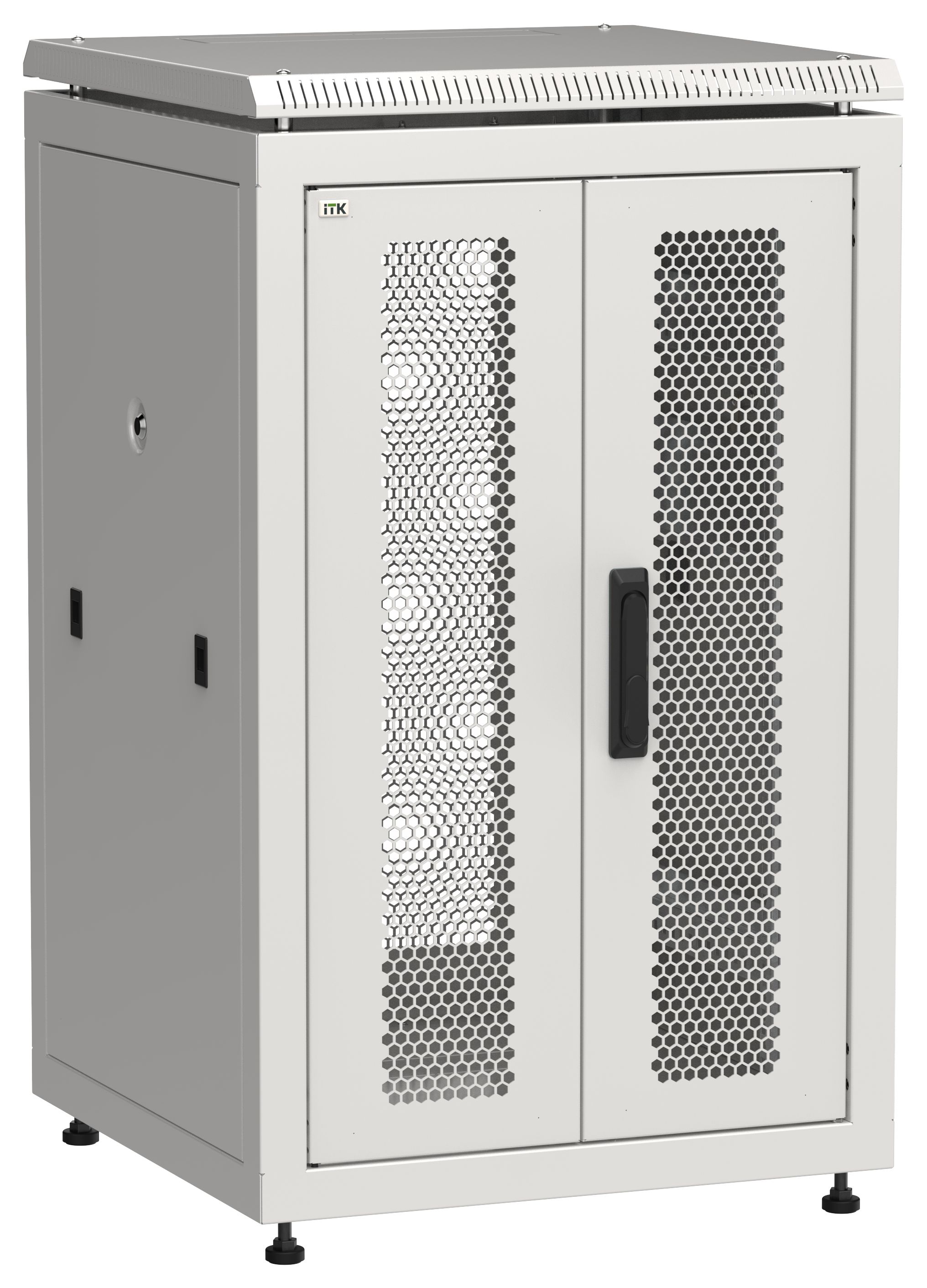 ITK LINEA N Шкаф сетевой 19" 18U 600х600мм двери передняя перфорированная задняя двустворчатая перфорированная серый