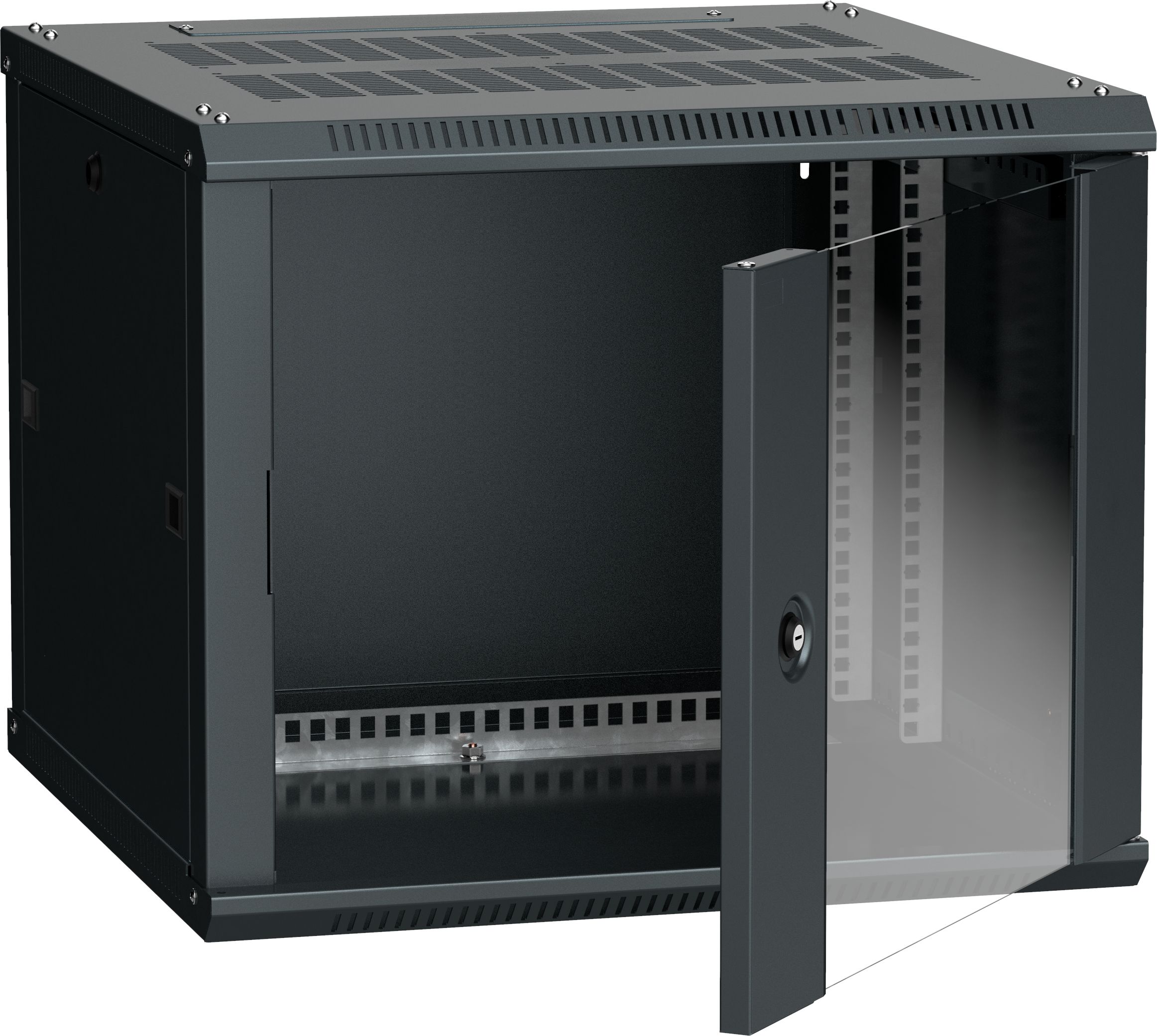 ITK Шкаф LINEA W 9U 600х600мм дверь стекло черный RAL9005