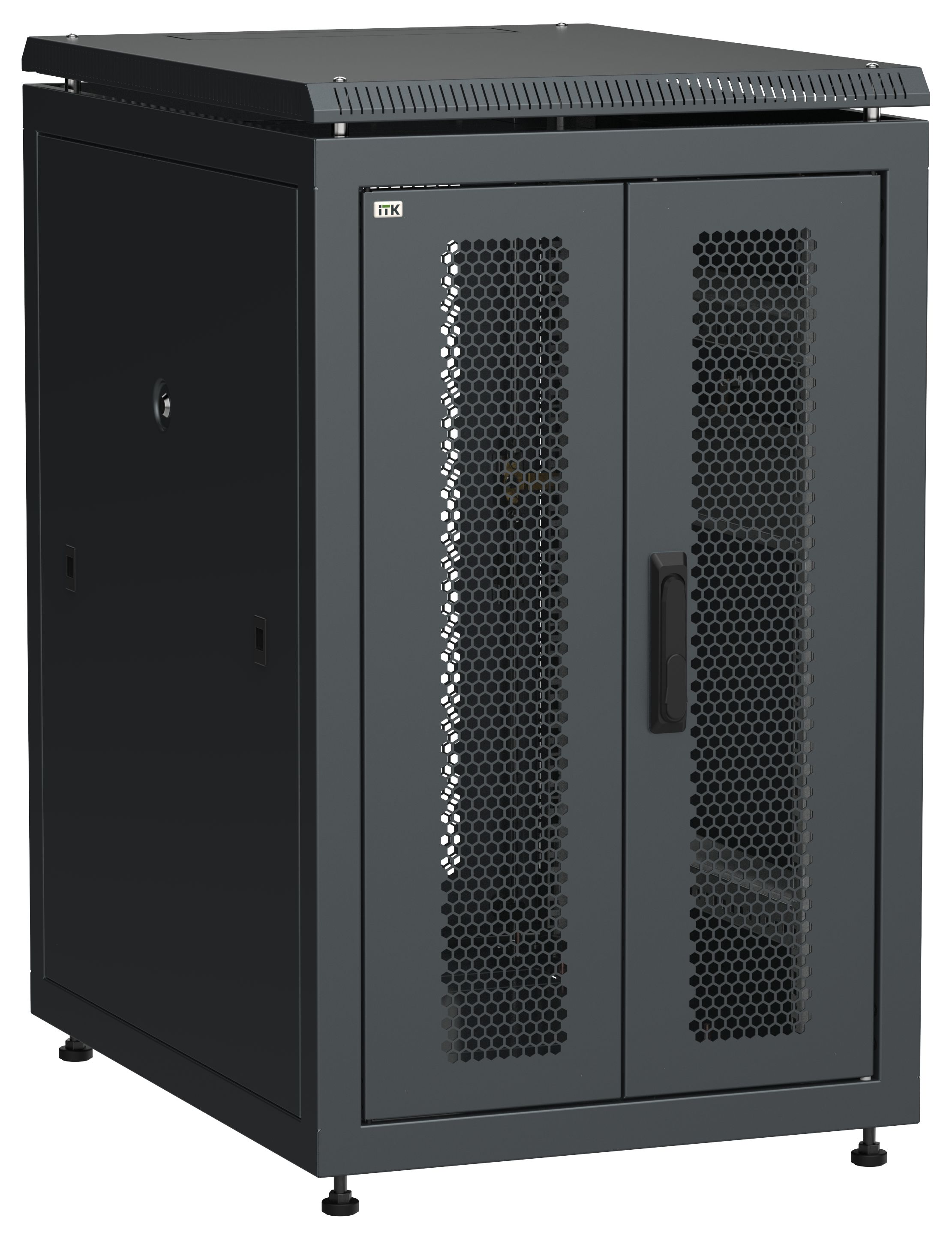 ITK LINEA N Шкаф сетевой 19" 18U 600х800мм двери передняя перфорированная задняя двустворчатая перфорированная черный
