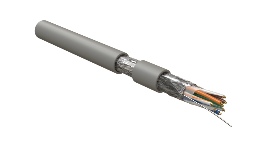 Hyperline IFUTP4-C5E-S24/1-FRPVC-GY (305 м) Кабель для сетей Industrial Ethernet, экранированный F/UTP, общий экран фольга, категория 5e, 4 пары 24 AWG, 4х2х0,51 мм, однопроволочные жилы, PVC, серый — фото
