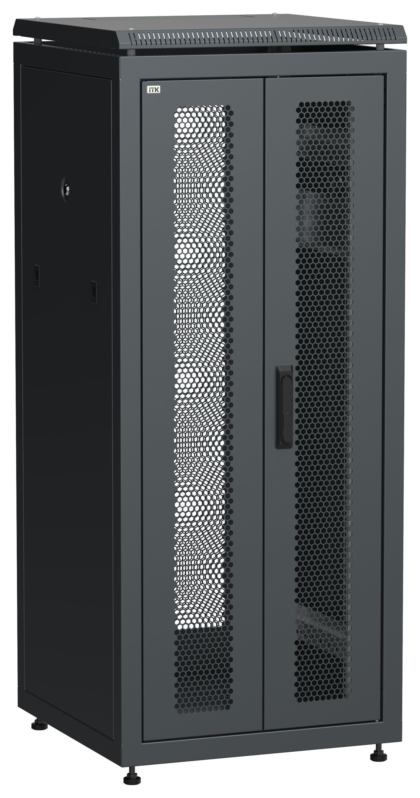 ITK LINEA N Шкаф сетевой 19" 28U 600х600мм двери передняя перфорированная задняя двустворчатая перфорированная черный