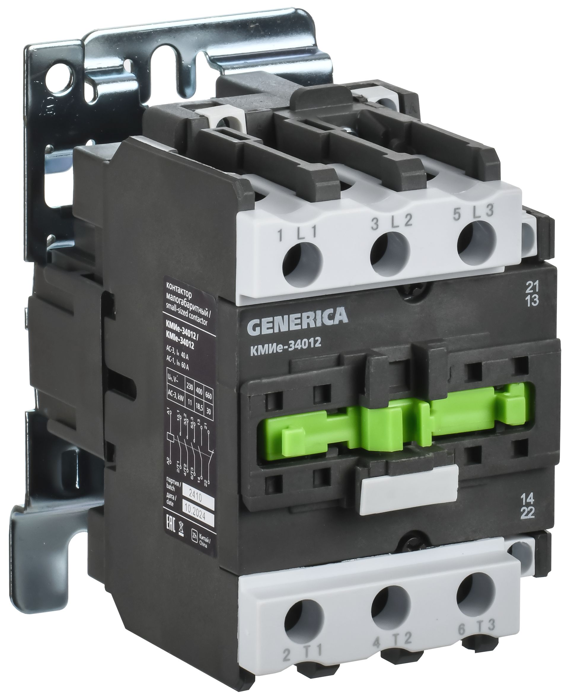 Контактор КМИе-34012 40А 110В/АС3 1NO;1NC GENERICA