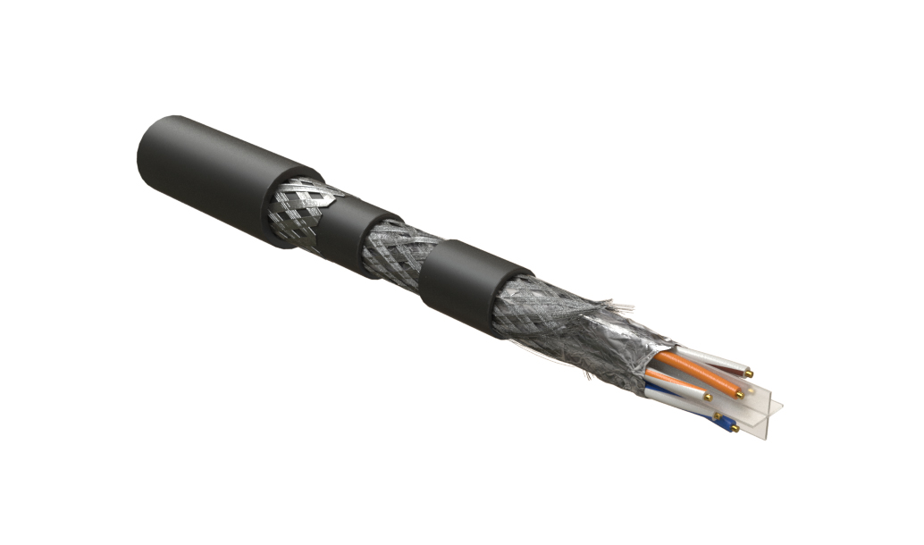 Hyperline IFUTP4-C6-S23/1-ARM/W-LSZH/NY-BK (305 м) Кабель для сетей Industrial Ethernet, экранированный F/UTP, общий экран фольга, категория 6, 4 пары 23 AWG, 4х2х0,57 мм, однопроволочные жилы, бронированный, LSZH/NY, черный — фото