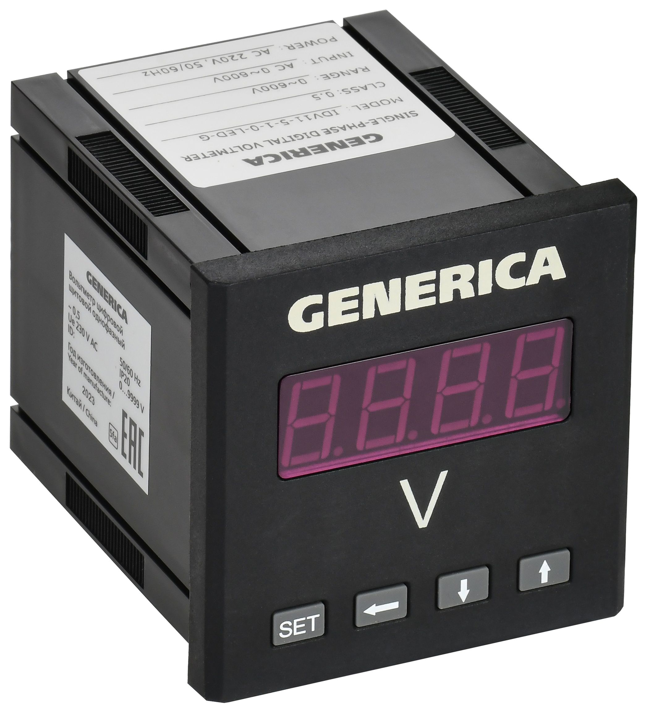 Вольтметр цифровой щитовой однофазный 72х72мм LED GENERICA