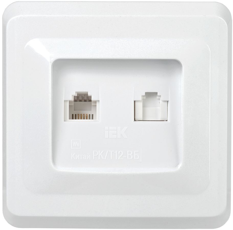 VEGA Розетка 2-местная RJ11/RJ45 РК/Т12-ВБ белый GENERICA — фото
