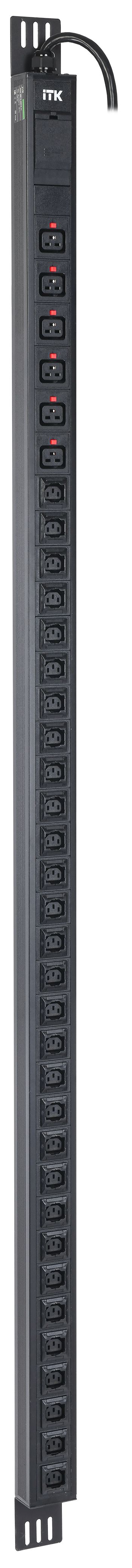 ITK PDU вертикальный 42U 1 фаза 32А 30 розеток C13 + 6 розеток C19 кабель 3м вилка IEC60309 (промышленная)