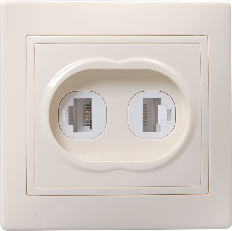 KVARTA Розетка 2-местная RJ11+RJ45 кат.5е РК/Т12-ККм кремовый GENERICA