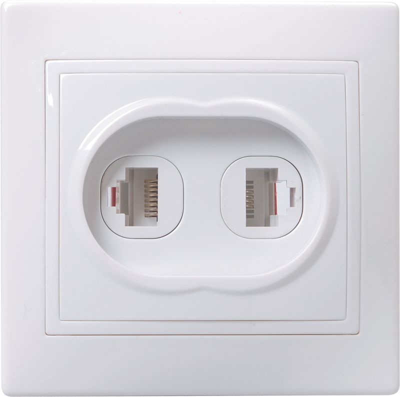 KVARTA Розетка 2-местная RJ11+RJ45 кат.5е РК/Т12-КБ белый GENERICA