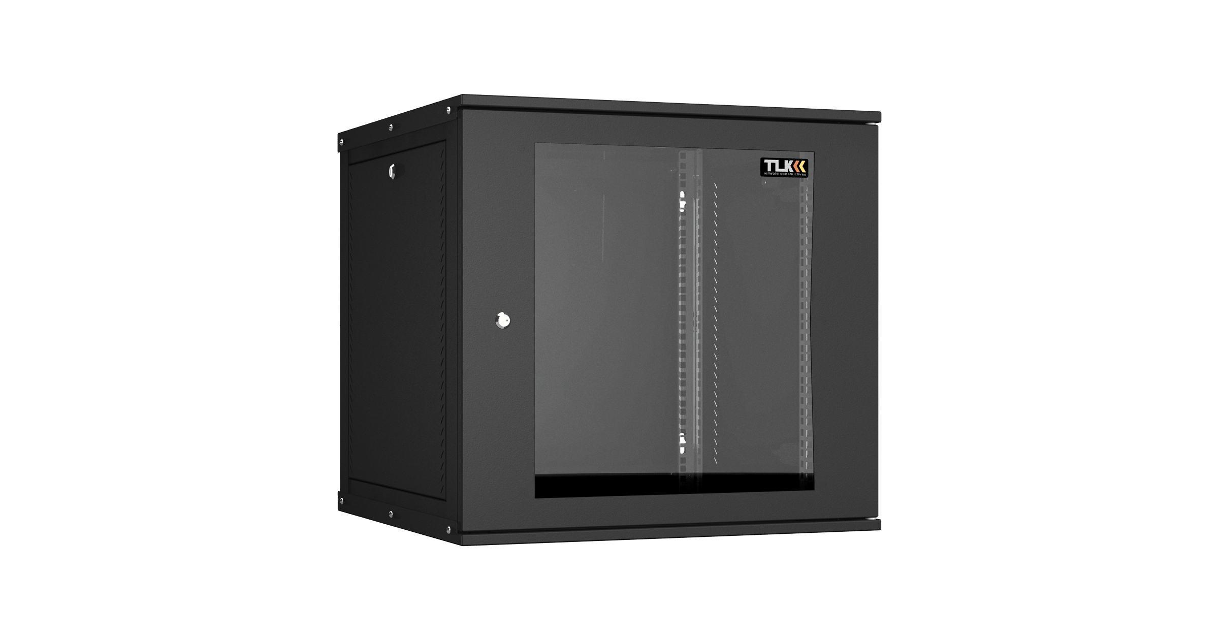 Настенный разборный шкаф NIKOMAX Essential Line 19", 12U, стеклянная дверь, Ш600хВ569хГ600мм, 2 пары монтажных направляющих, черный — фото