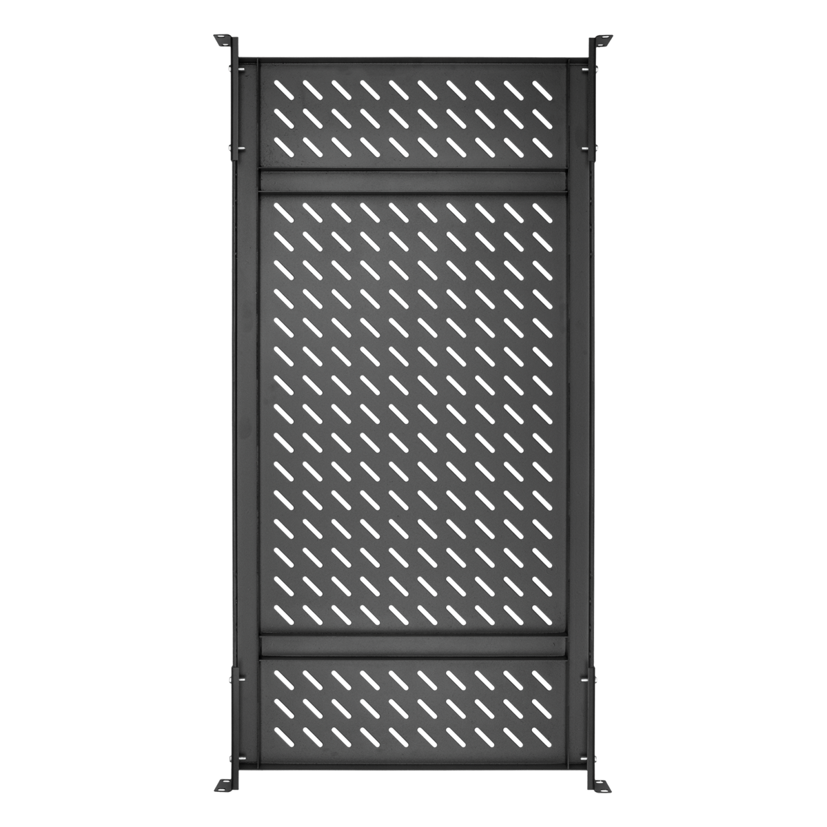 Полка стационарная усиленная NIKOMAX, 19", Ш436хГ1060мм, для шкафа и стойки глубиной 1200мм, черная — фото